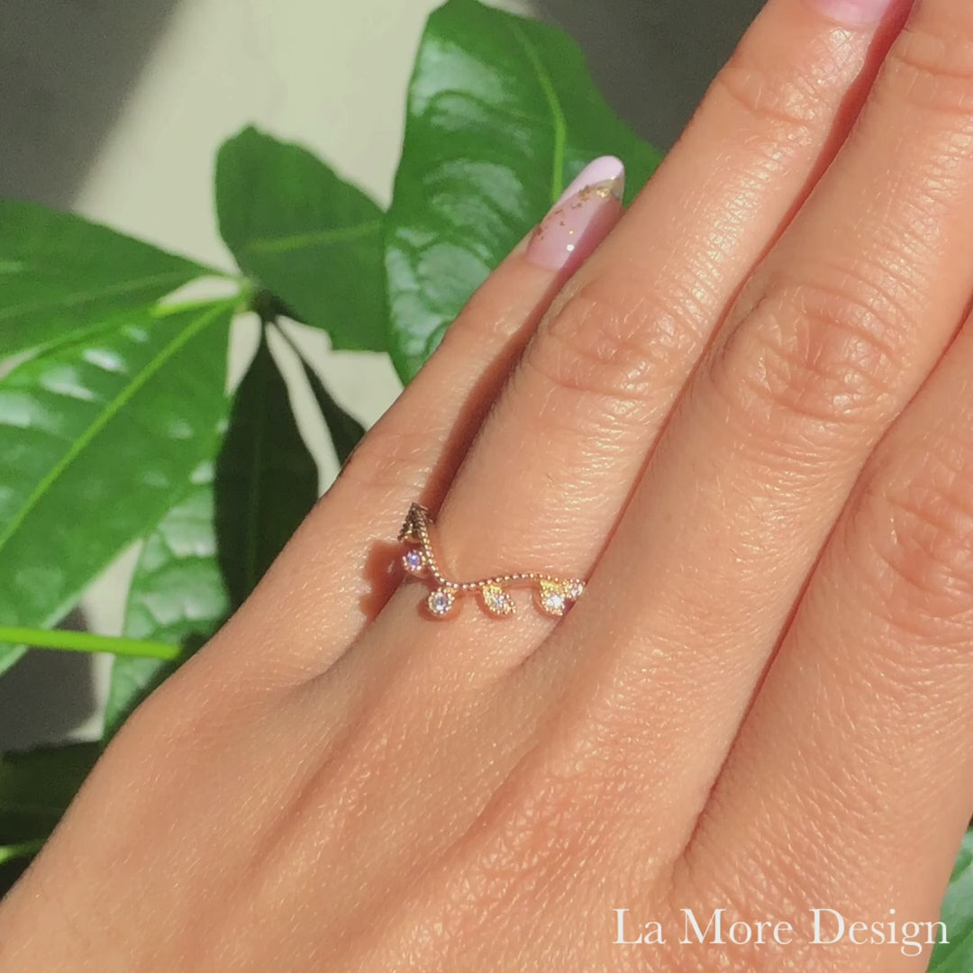 curved leaf diamond wedding band rose gold u shaped ring la more design jewelry