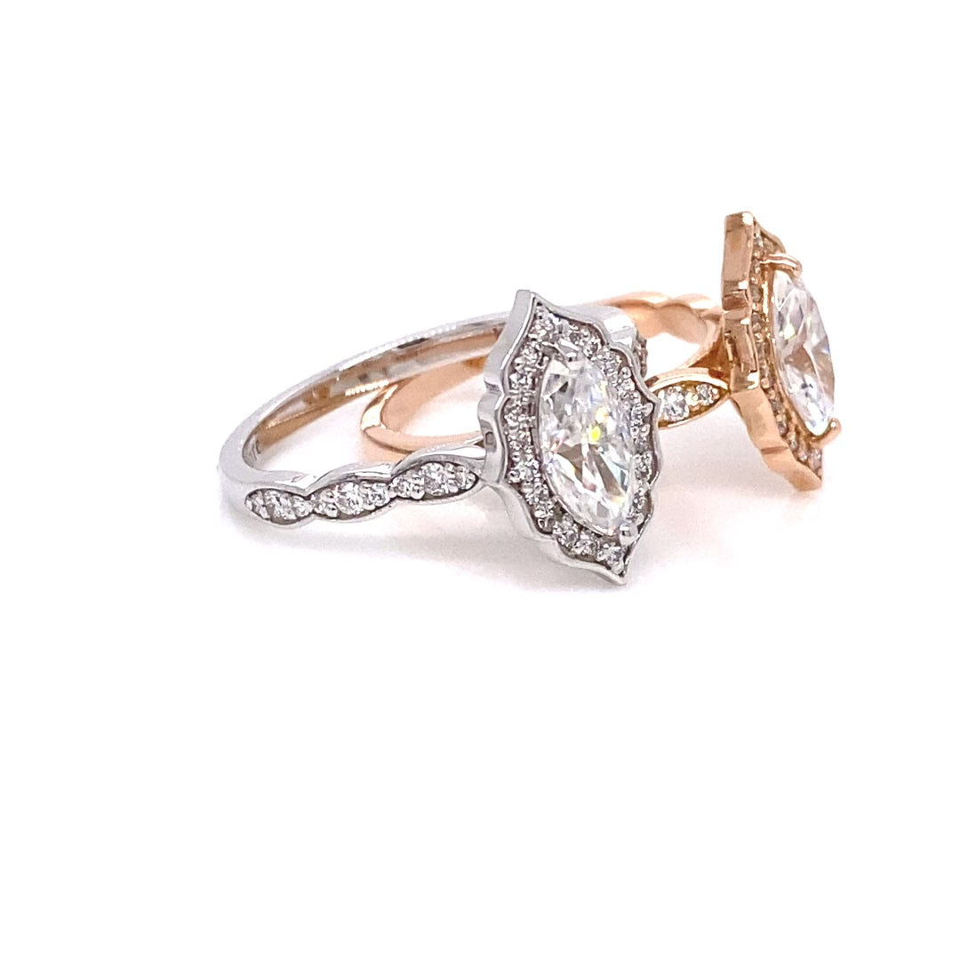 lab diamond ring rose gold halo marquise diamond engagement ring La More Design Jewelry