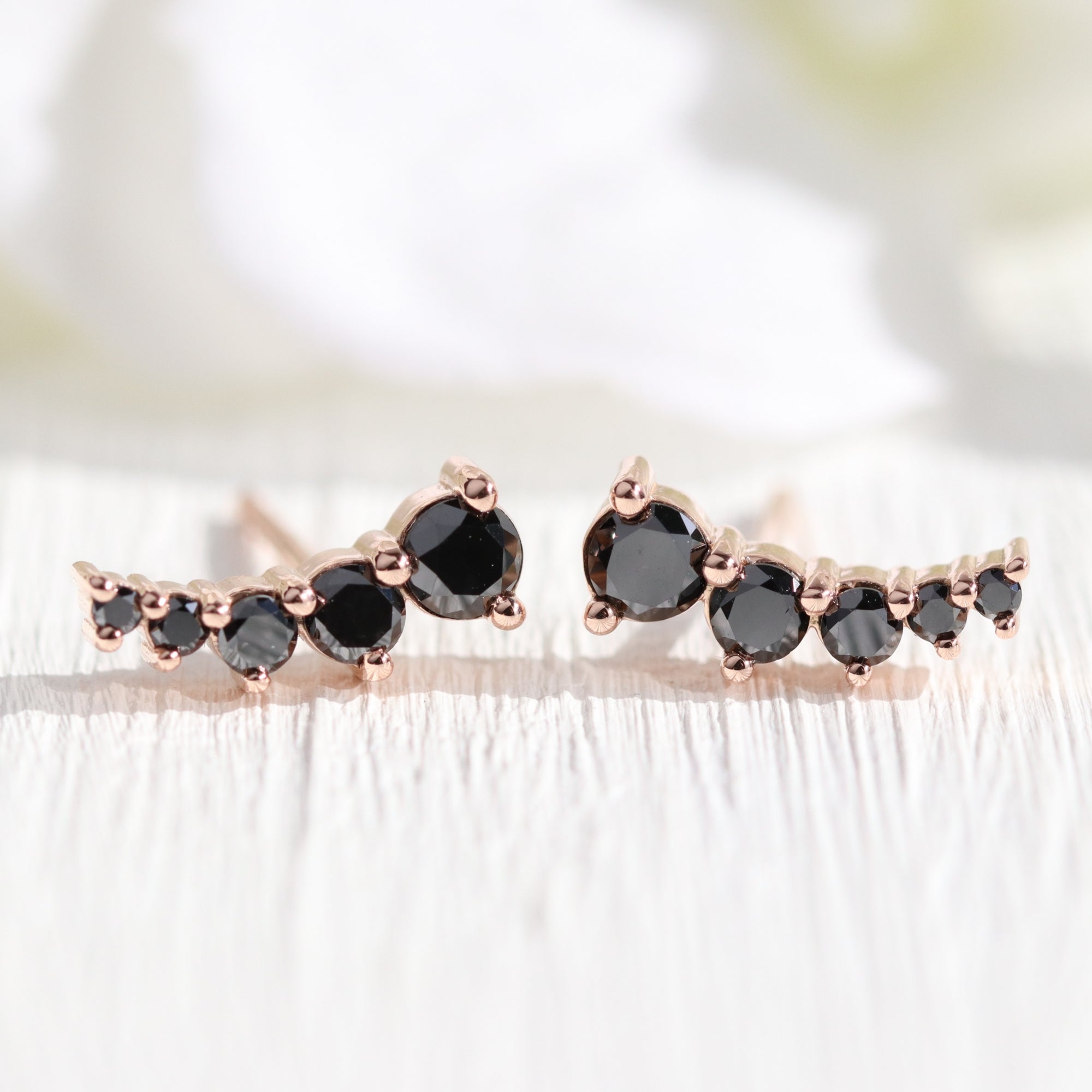 5 black diamond earrings studs rose gold crawler diamond earrings la more design jewelry