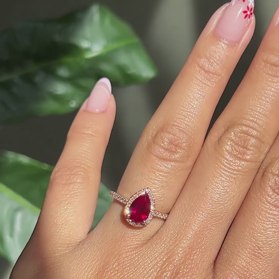 Teardrop clearance ruby ring