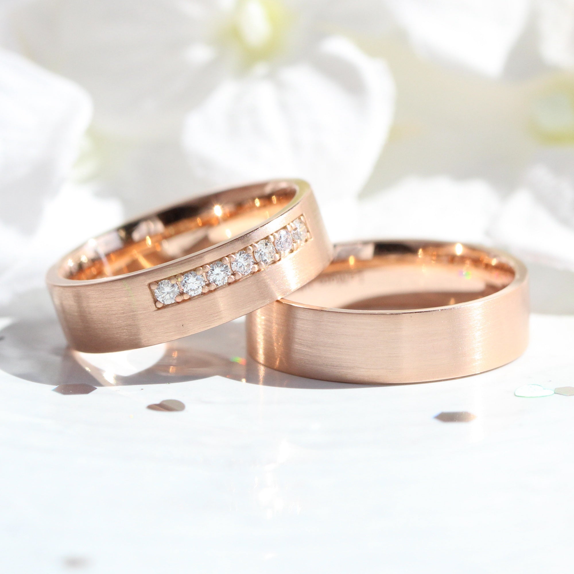 Rose gold wedding bands store his and hers