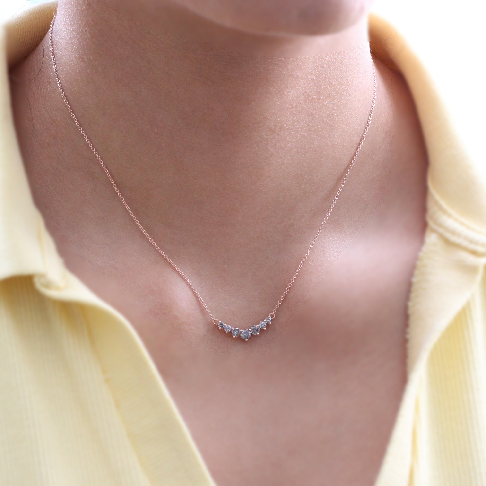 7 salt and pepper diamond necklace rose gold drop pendant chain la more design jewelry