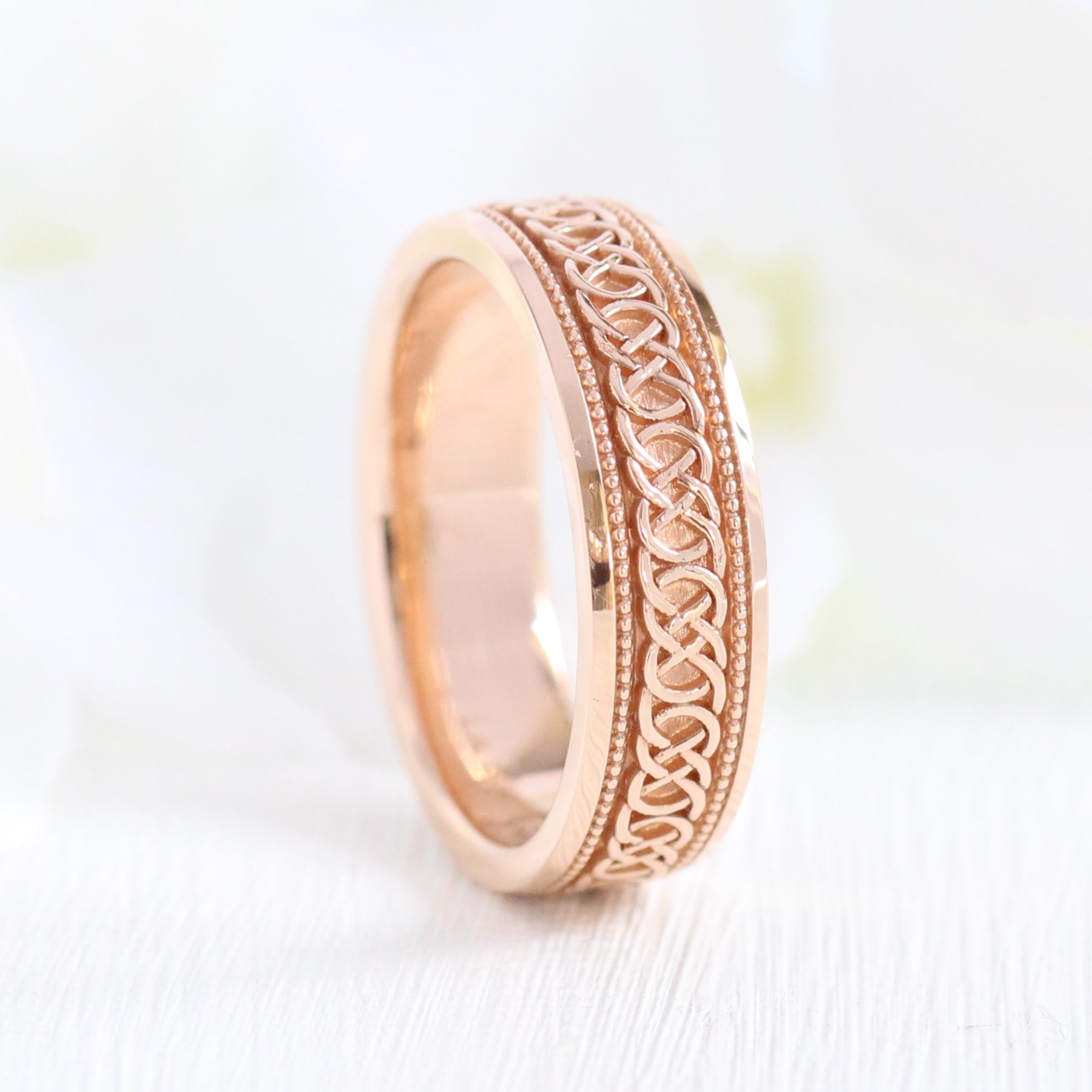 Celtic Knot Wedding Band Rose Gold Eternity Mens Wedding Ring la more design jewelry 