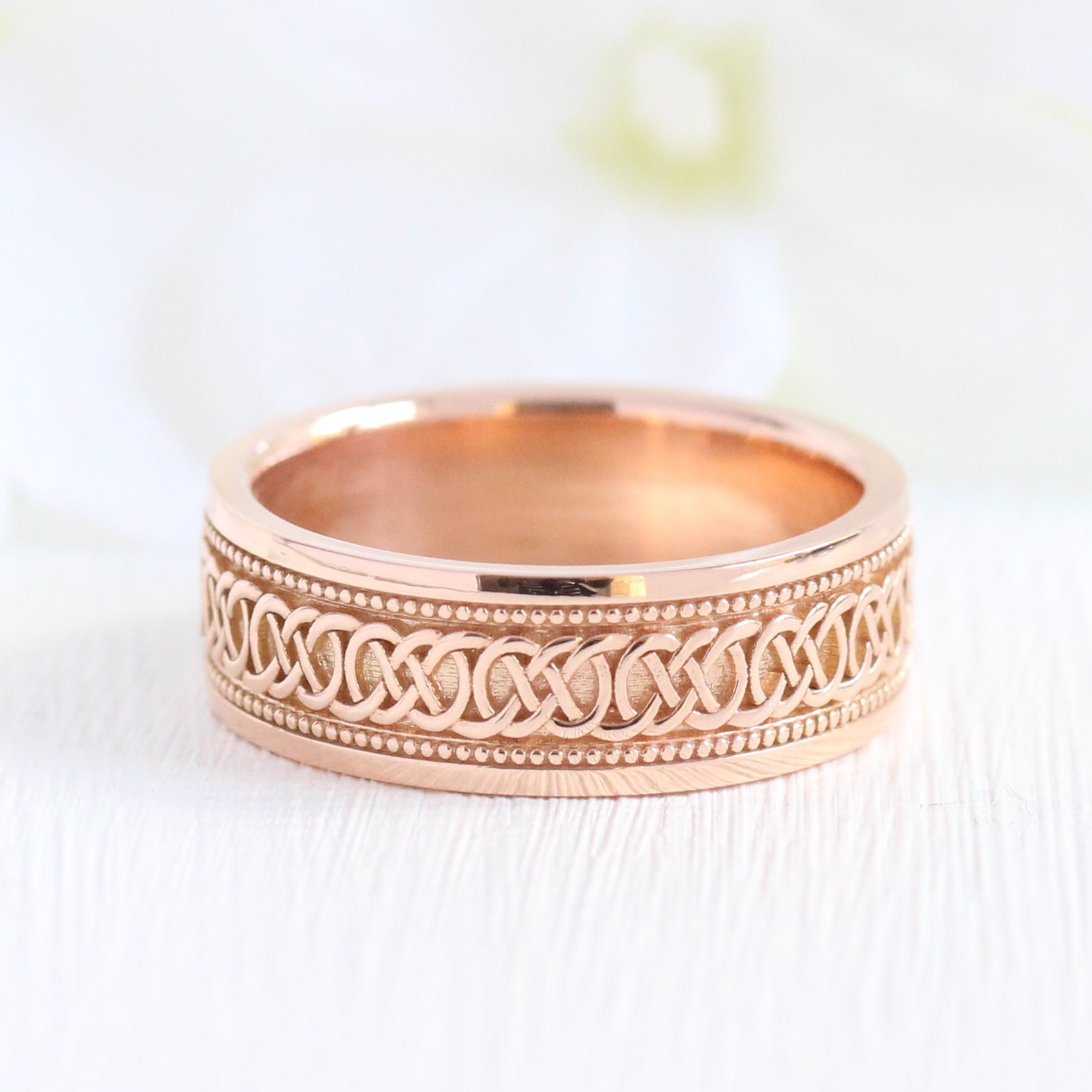 Braided 14k Rose Gold Wedding Ring, Unique Eternity online Ring, Unique Eternity Wedding Band for Women, Thin Celtic Knot Ring, Celtic Gold Ring