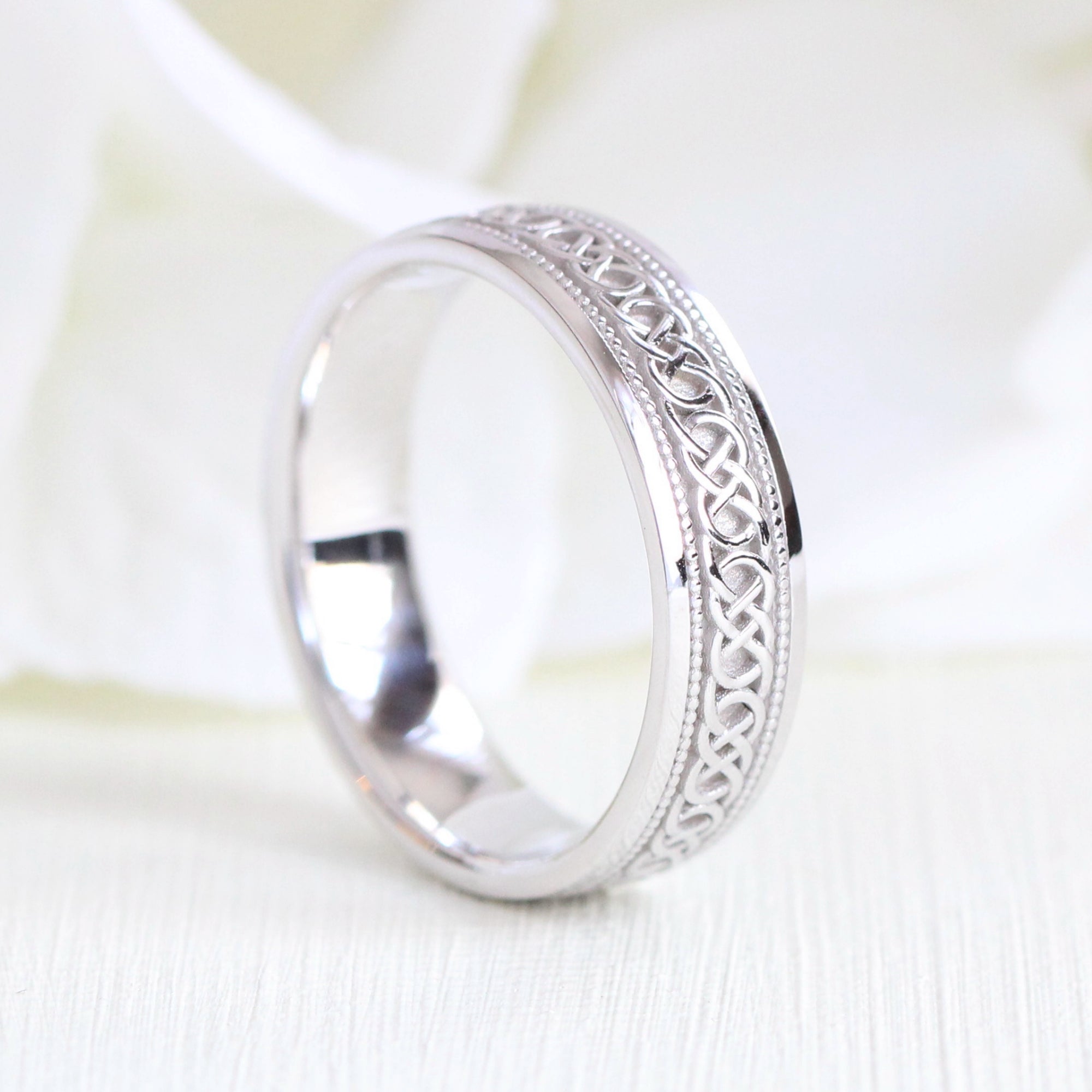 Celtic Knot Wedding Band White Gold Eternity Mens Wedding Ring la more design jewelry