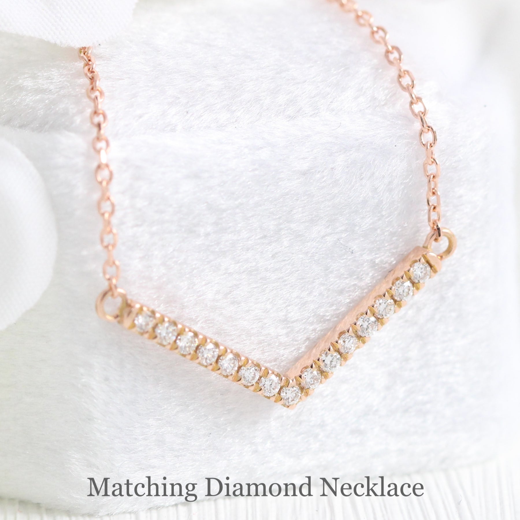 Chevron diamond necklace rose gold V shaped pendant la more design jewelry