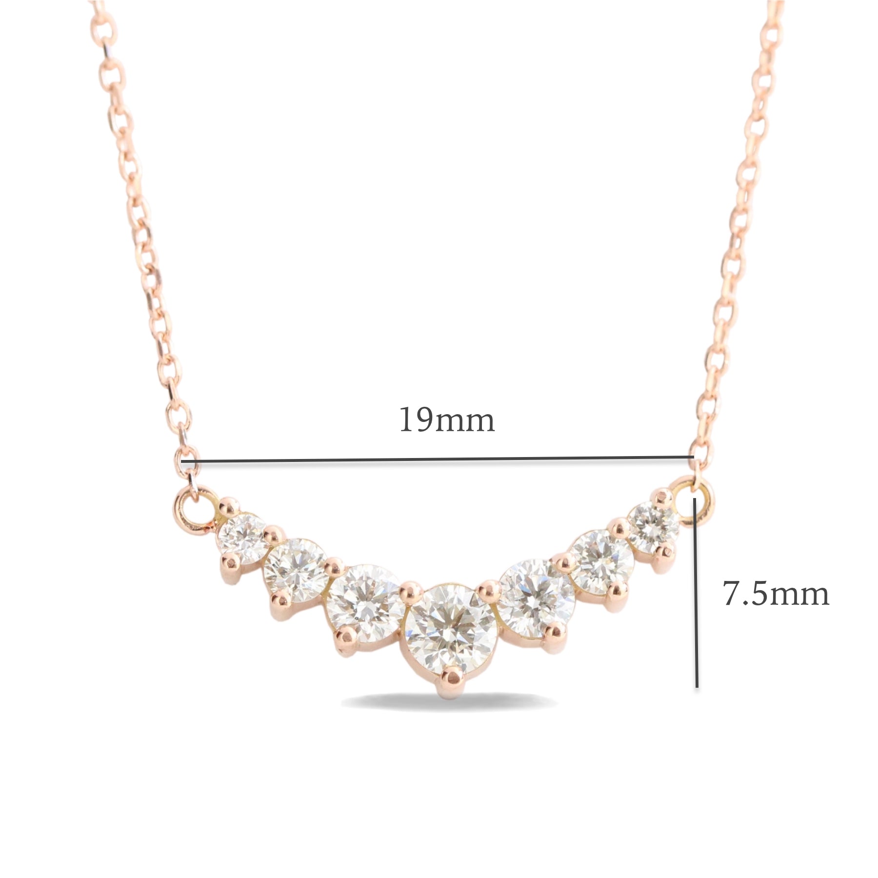 Large 7 diamond necklace rose gold drop pendant la more design jewelry