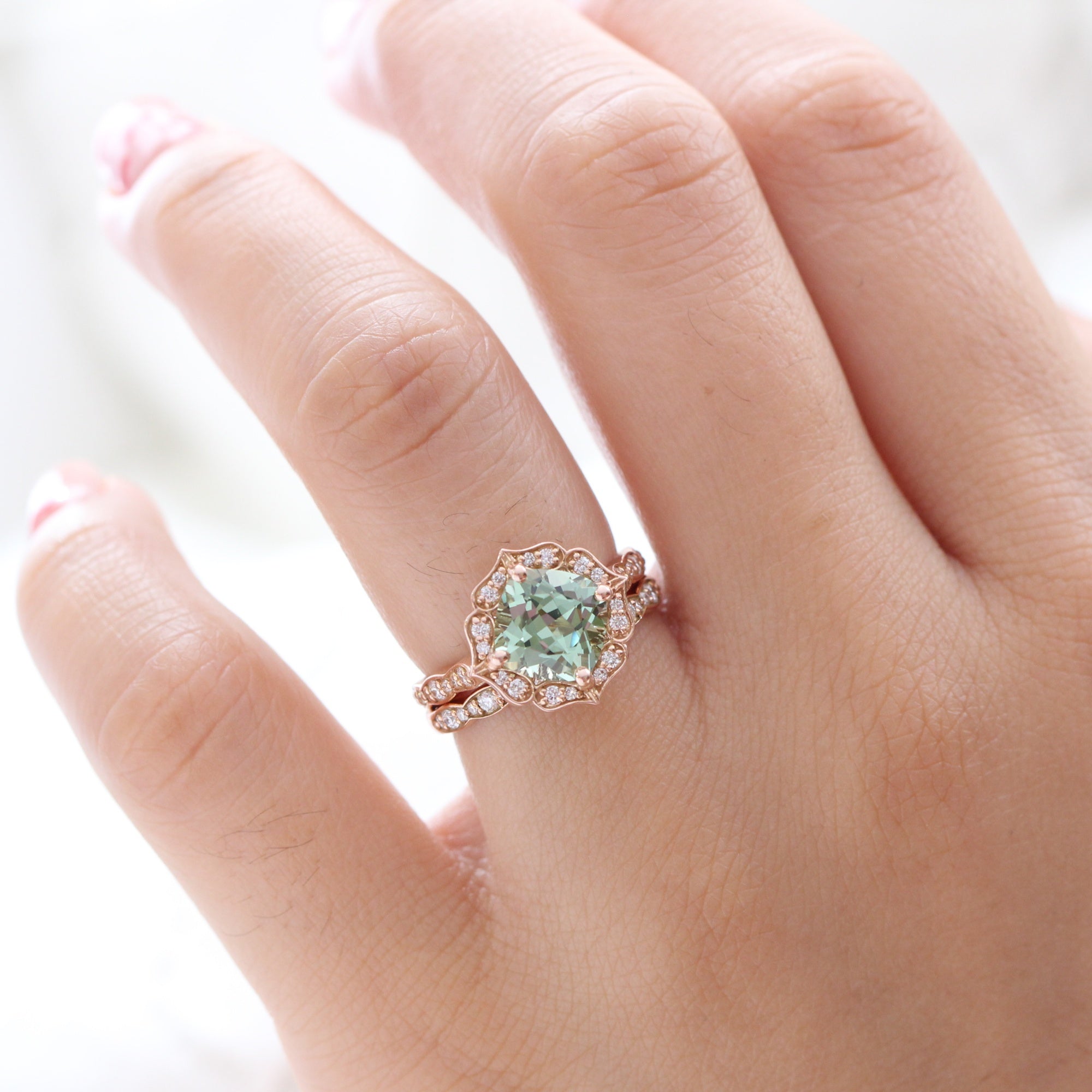 Green gem deals engagement rings