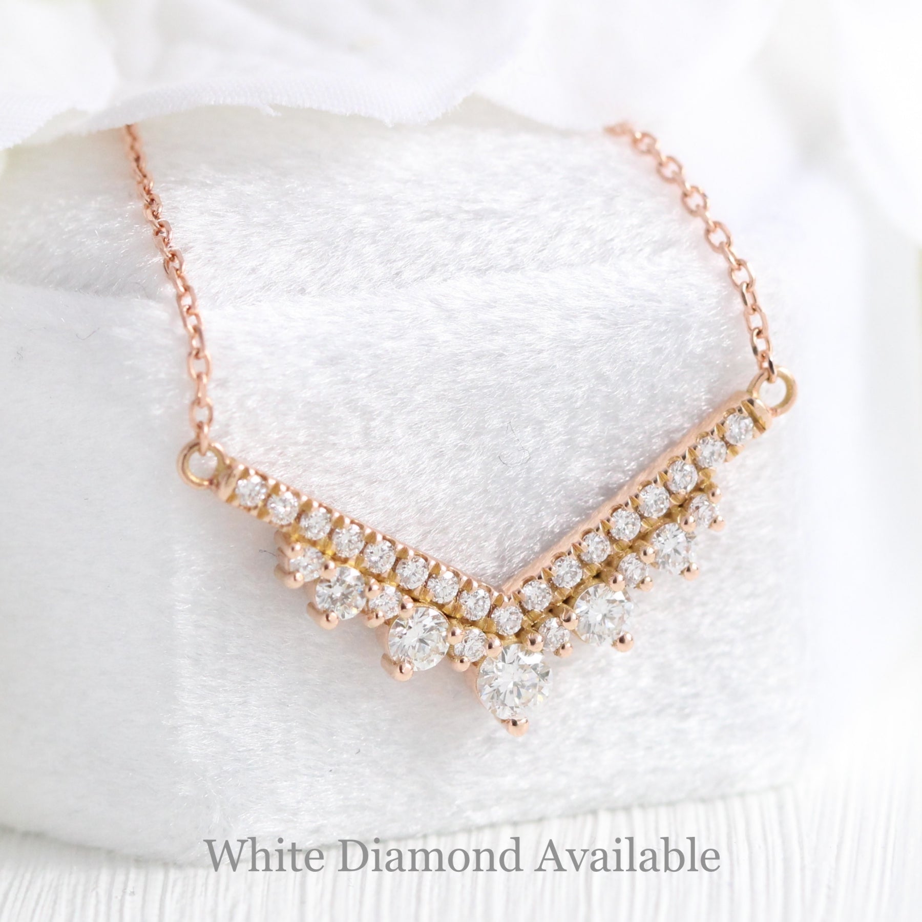 Large tiara diamond pendant rose gold drop necklace adjustable gold chain la more design jewelry