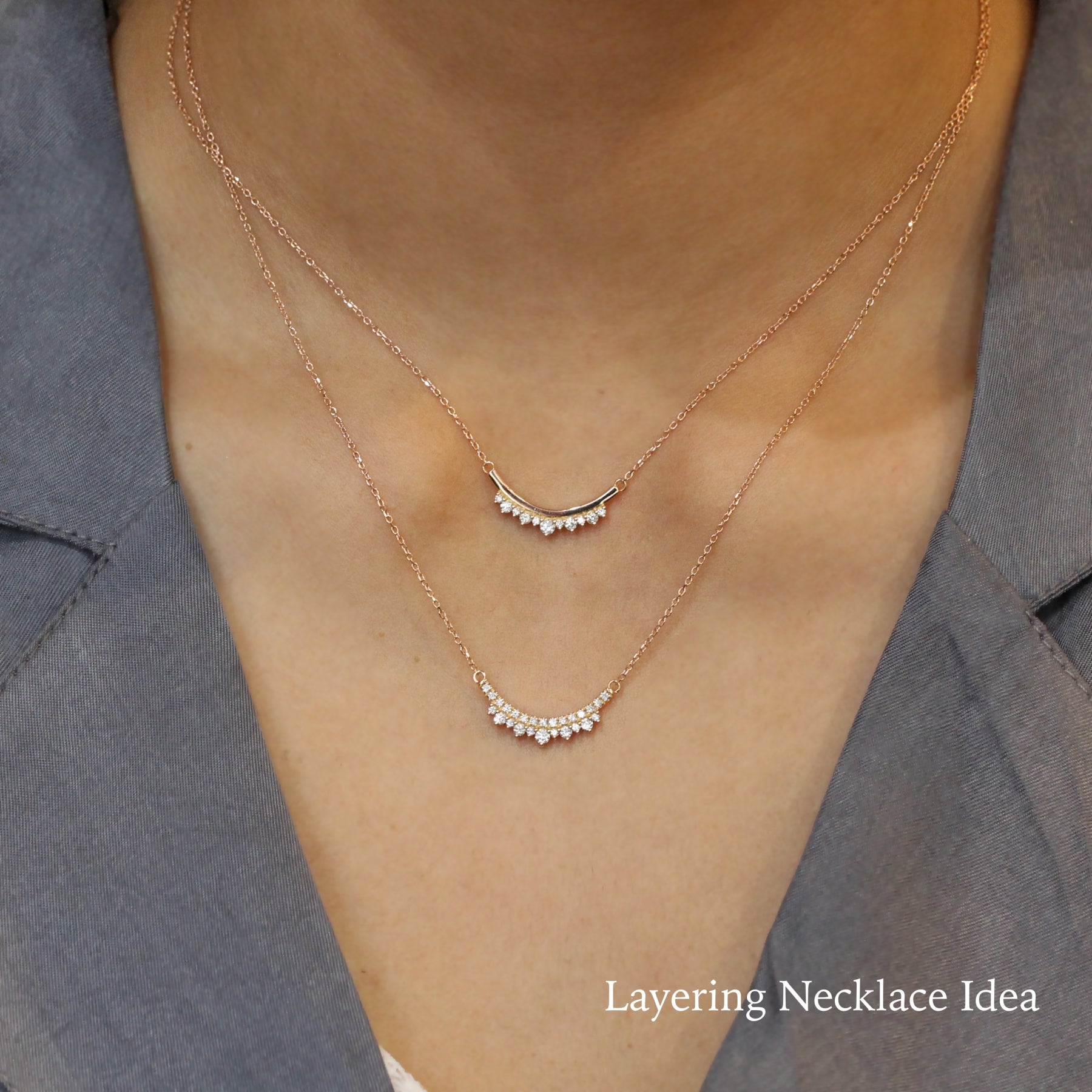 Material Good | Medium Multi-Shape Diamond Necklace Rose Gold by Material Good