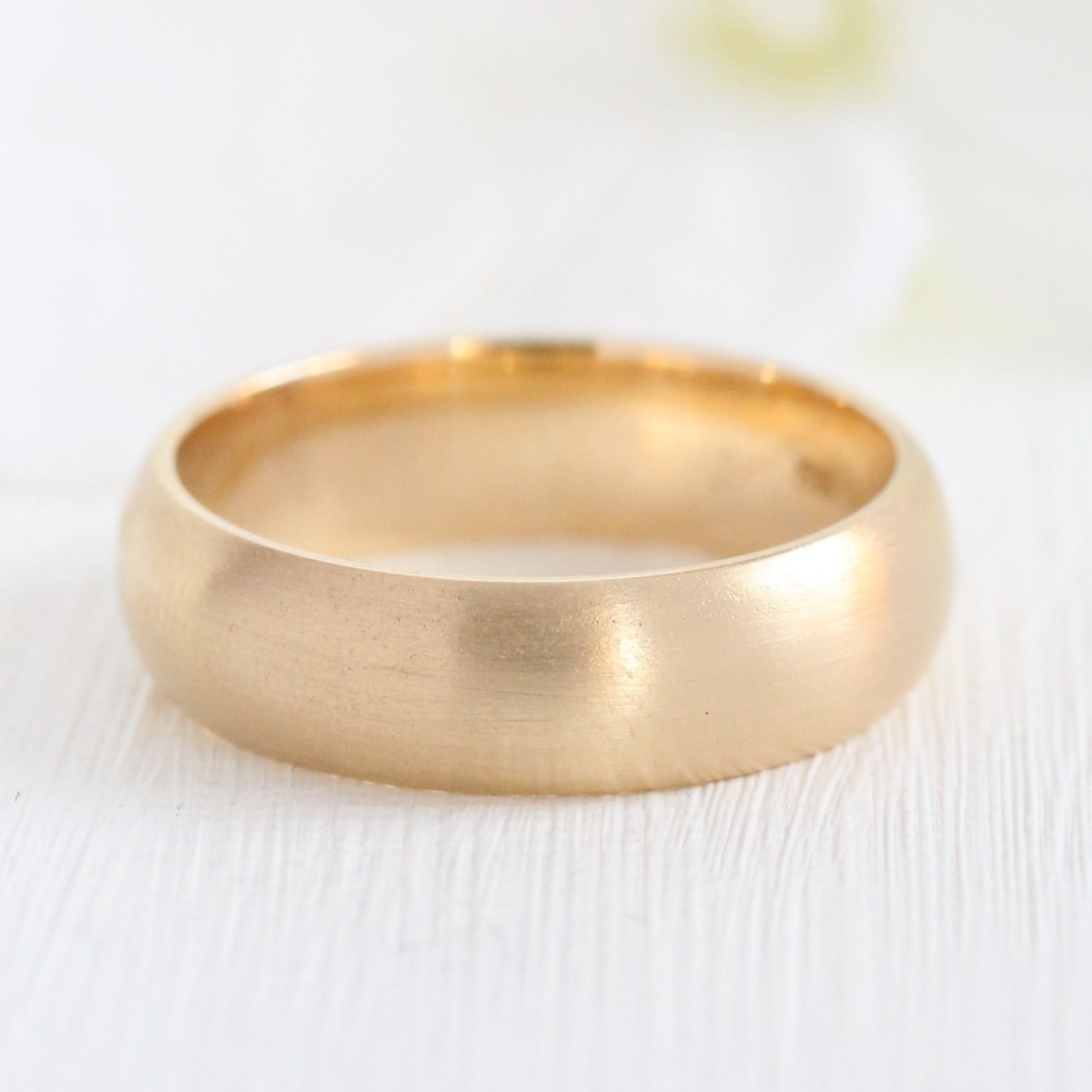 Matte 14K gold ring, Unisex Satin finish gold stacking ring, wedding b -  South Paw Studios Handcrafted Designer Jewelry