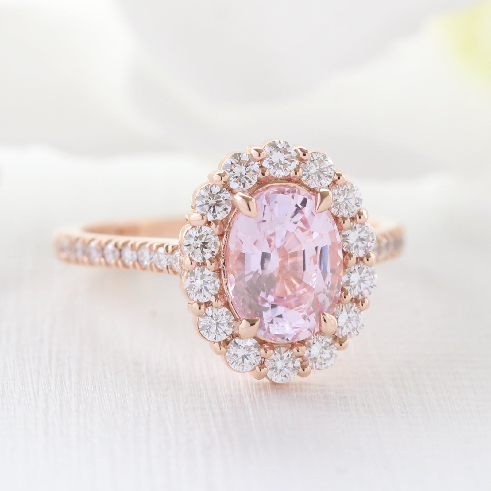 Natural Pink Diamond Wedding Ring 14k Rose Gold Bridal Band