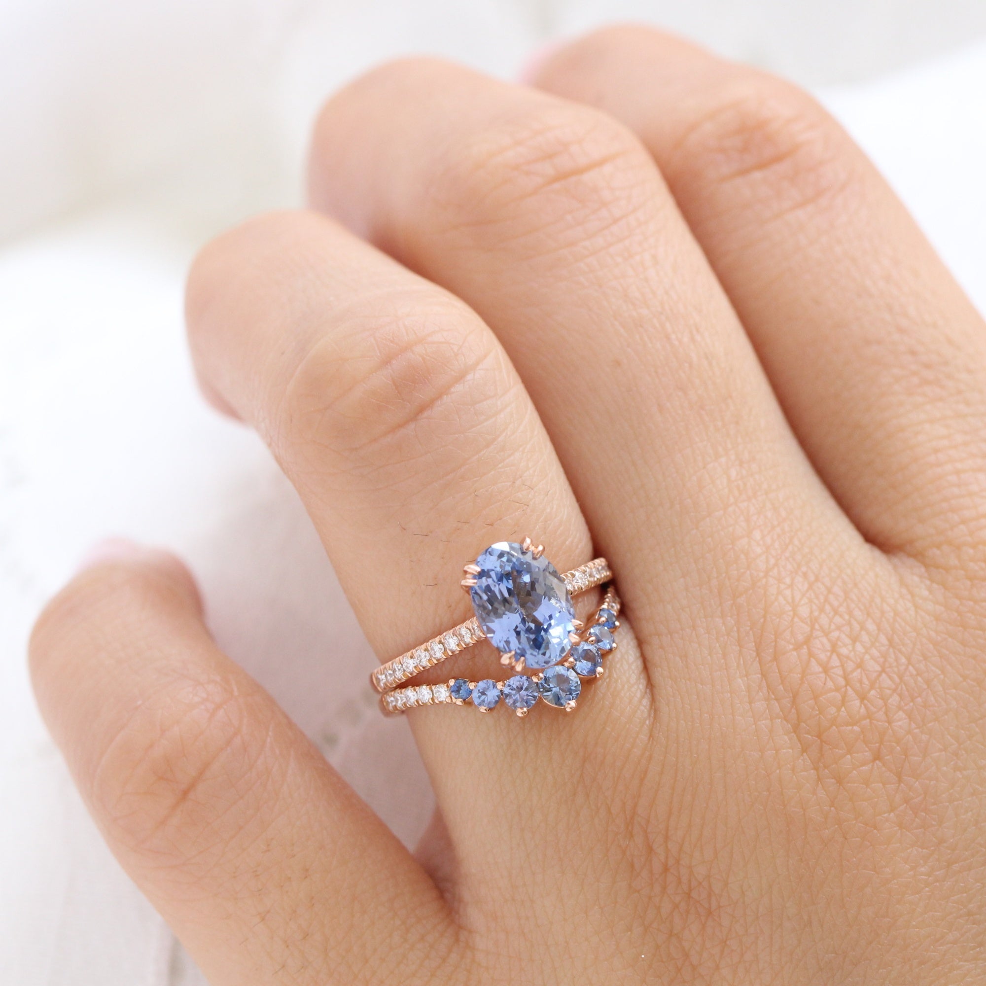 Blue sapphire store pave ring