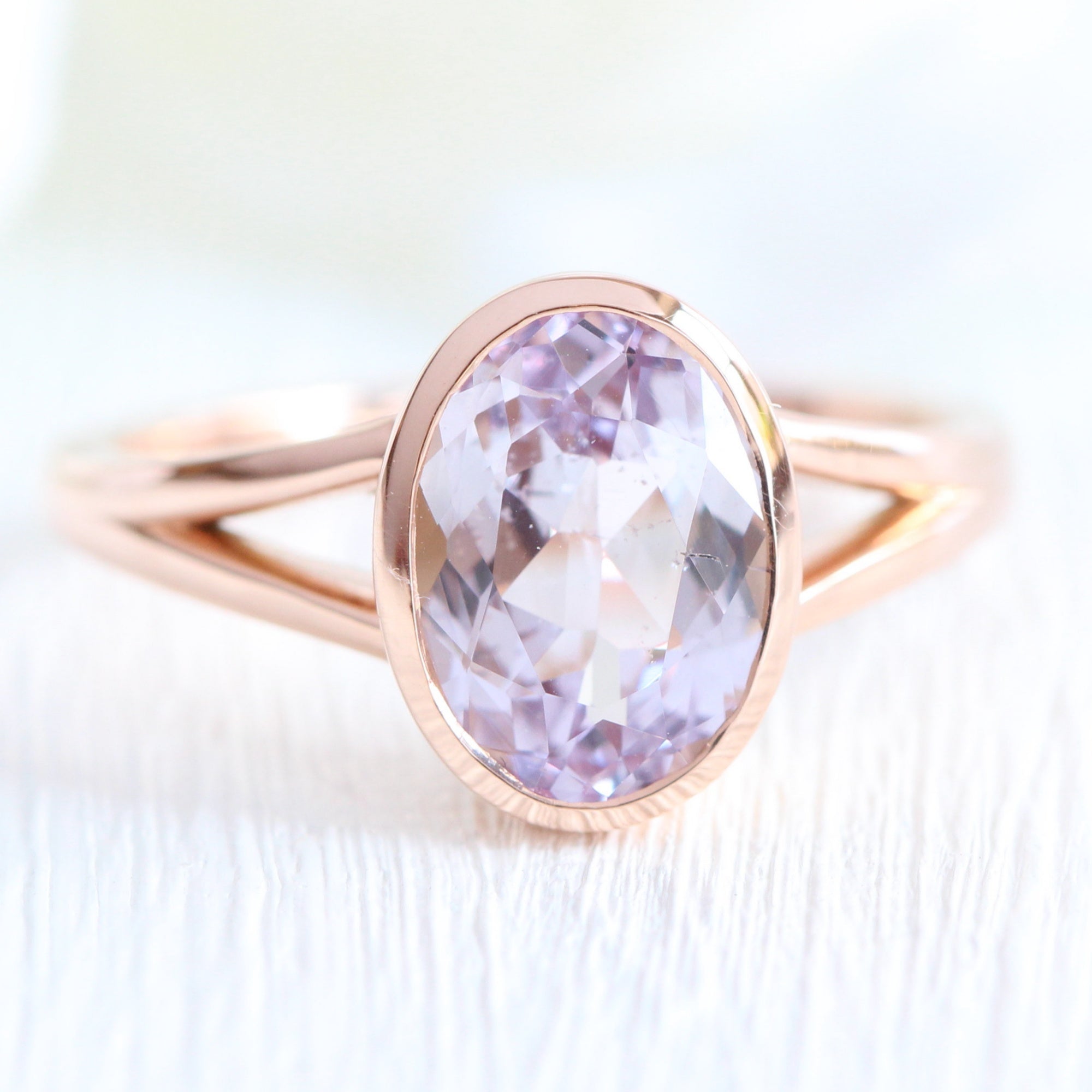 Oval lavender sapphire ring rose gold bezel sapphire ring la more design jewelry