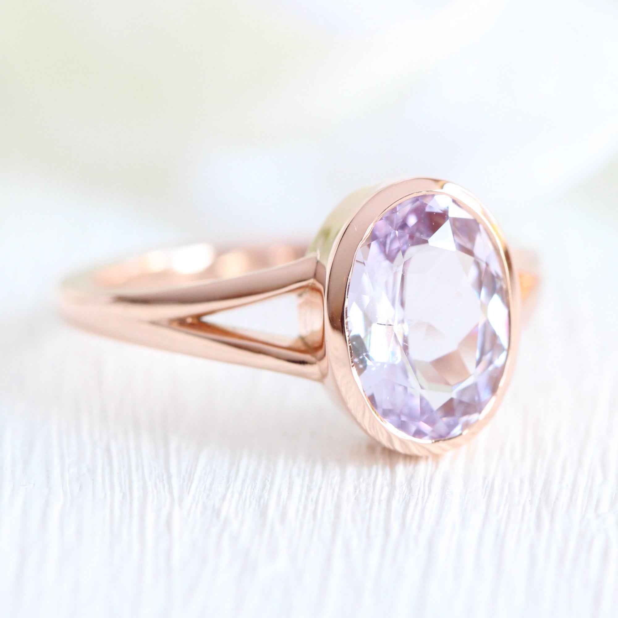 Oval lavender sapphire ring rose gold bezel sapphire ring la more design jewelry