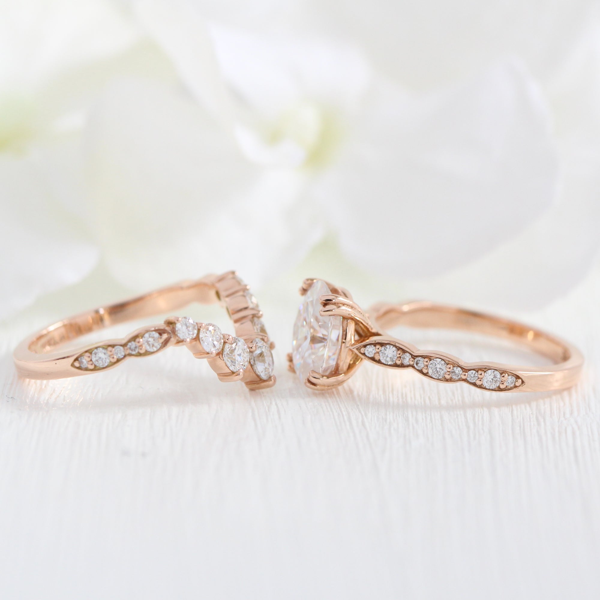 Oval moissanite diamond solitaire ring rose gold large diamond wedding band la more design jewelry