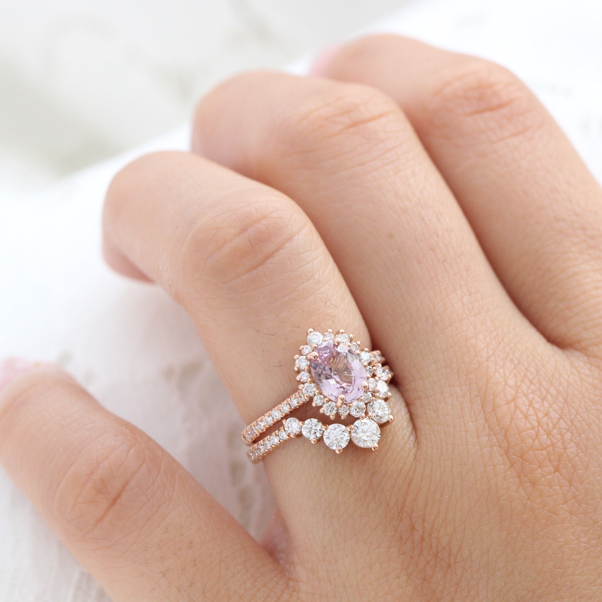 Padparadscha sapphire rose gold clearance engagement ring