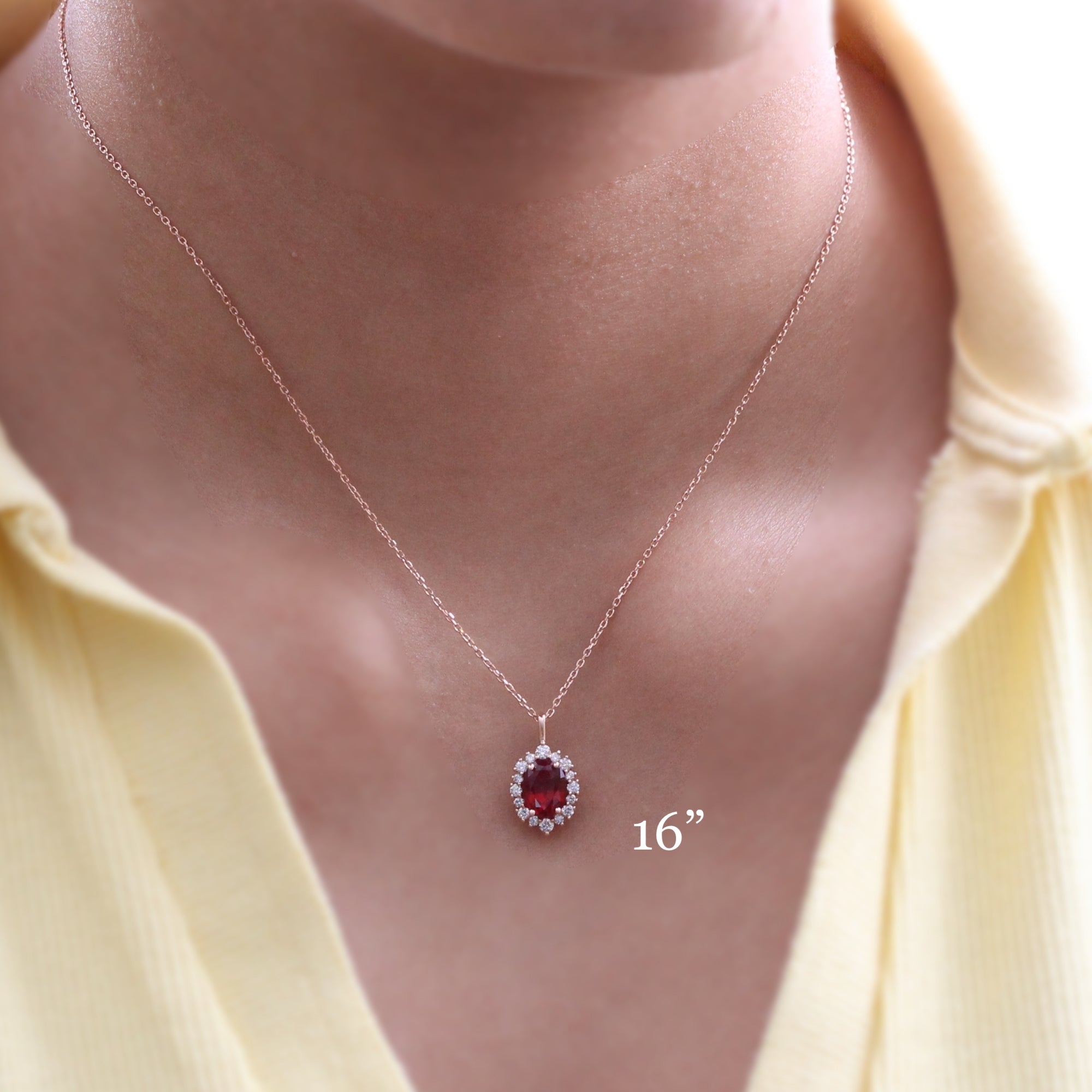 Oval ruby necklace rose gold halo style ruby diamond drop pendant necklace la more design jewelry