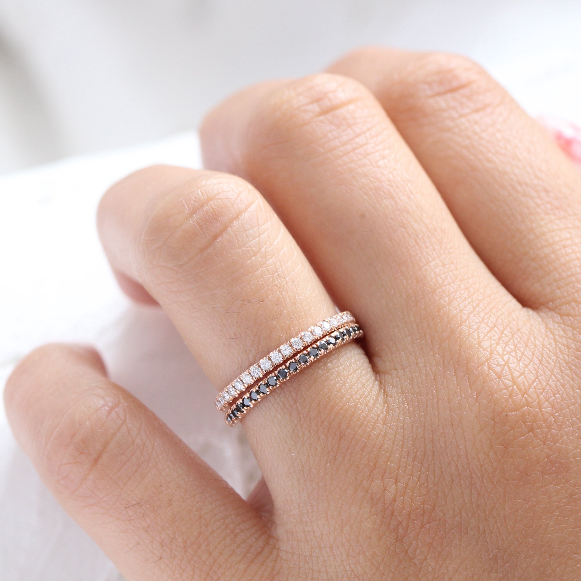 Pave Diamond Wedding Band in Straight Half Eternity Ring