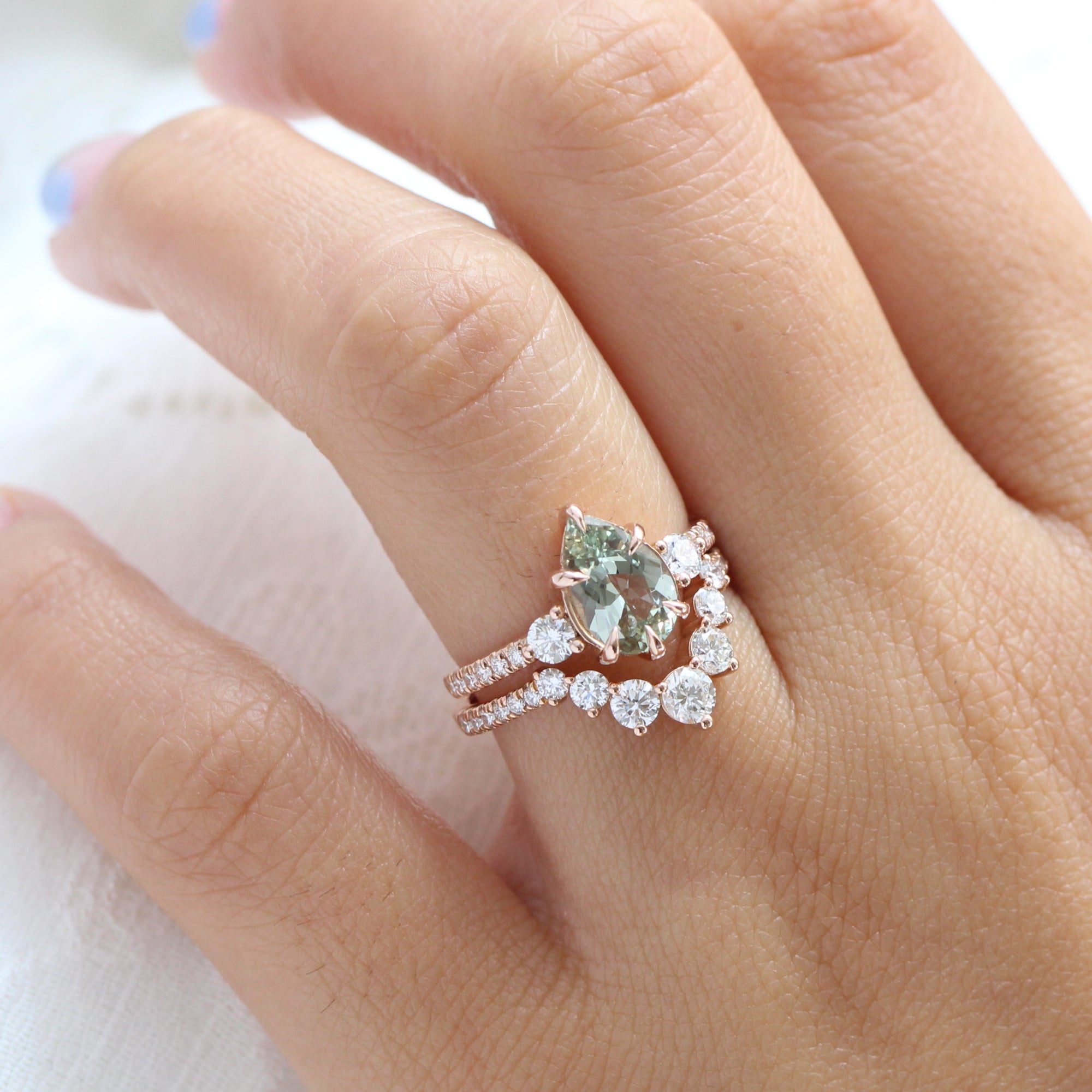 Mint green sapphire engagement shop ring