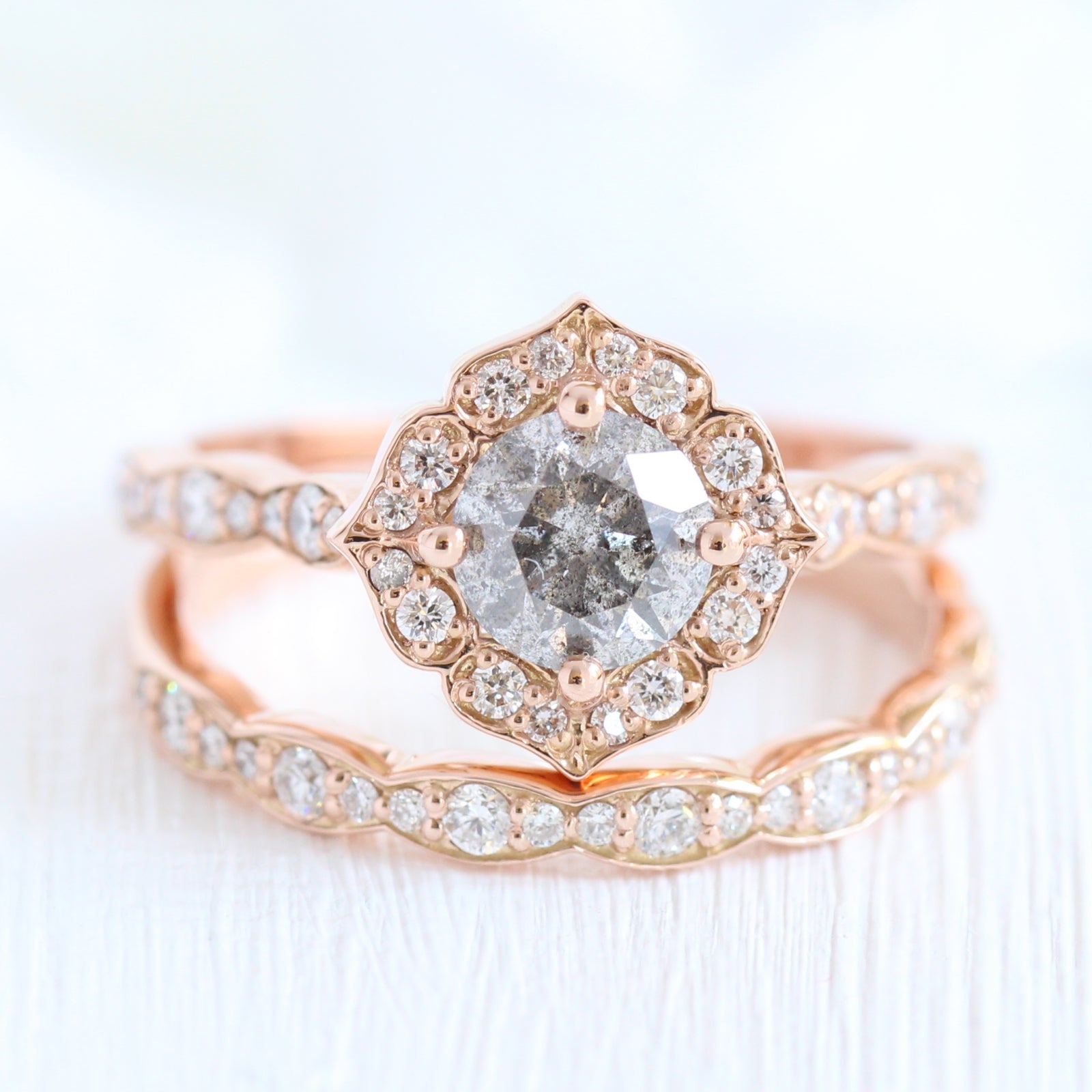 Emerald Cut Diamond Wedding Two Ring Set, Vintage Cluster Diamond Ring,  Unique Engagement Ring, Two Bridal Rose Gold Wedding Set, Spark -   Canada
