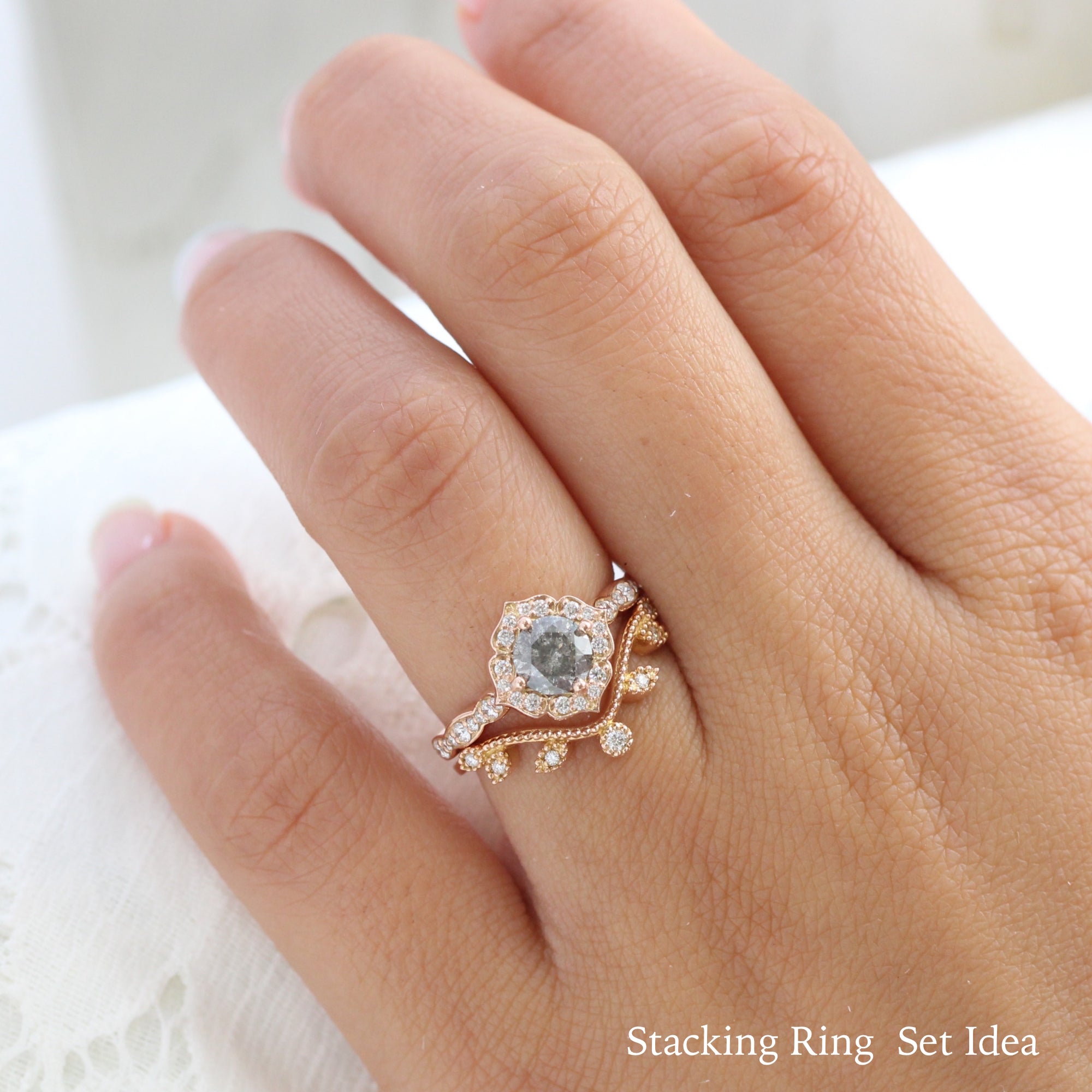 Rose gold and online silver engagement rings