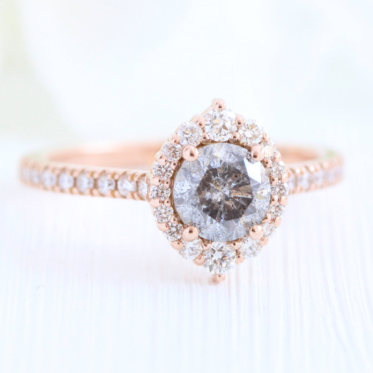 Salt and Pepper Diamond Engagement Ring Rose Gold Wedding Bridal Set ...