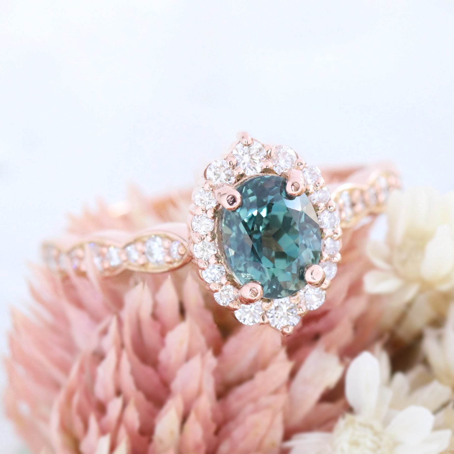 Vintage teal sapphire on sale ring