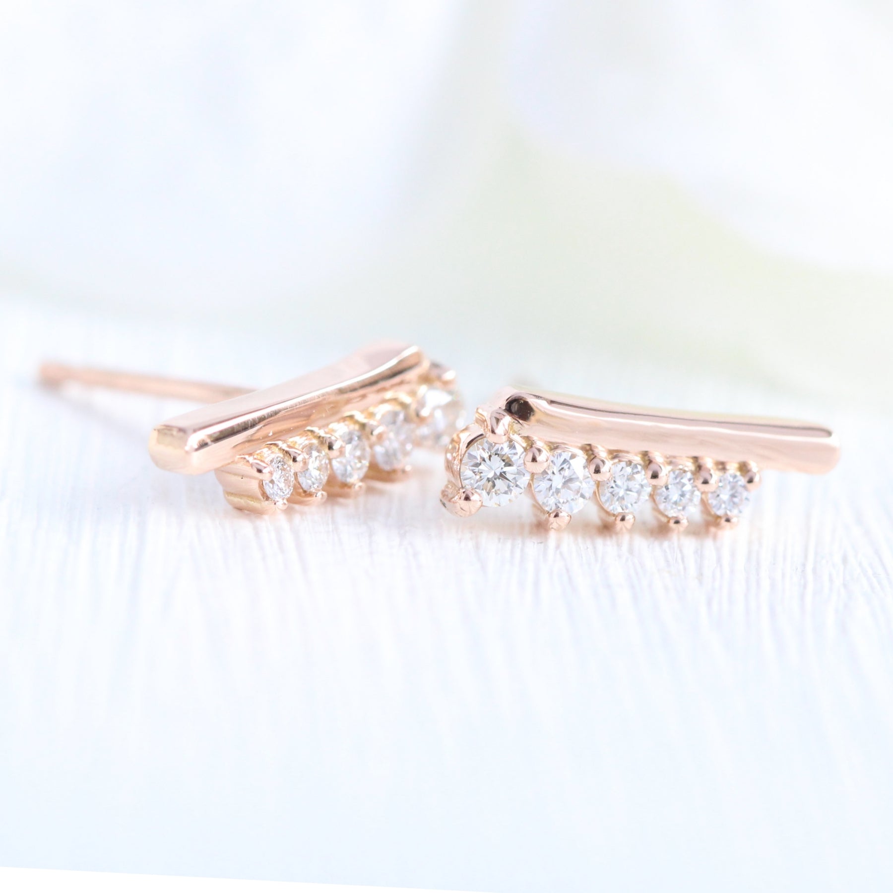 Tiara diamond earrings in rose gold studs la more design jewelry