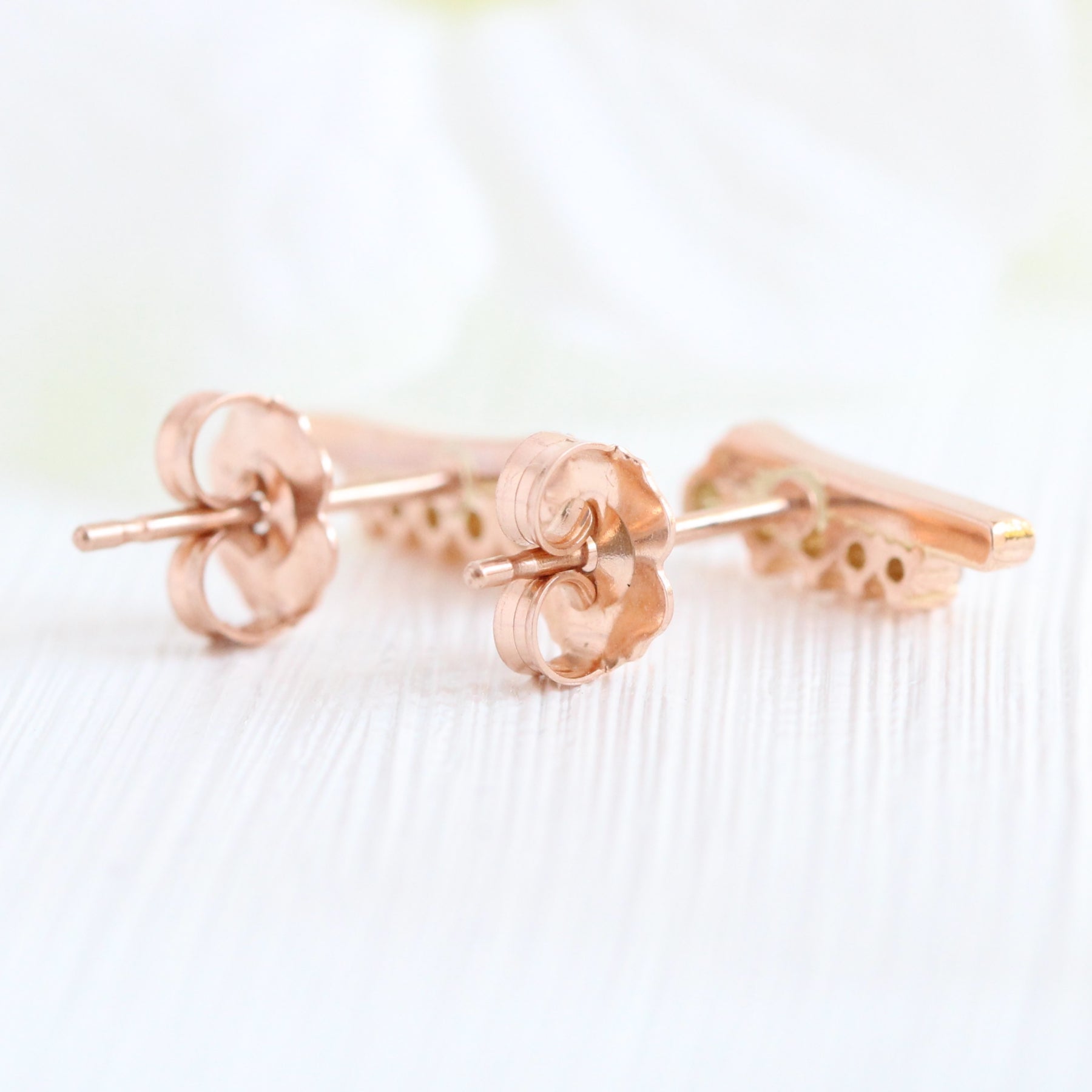 Tiara diamond earrings in rose gold studs la more design jewelry