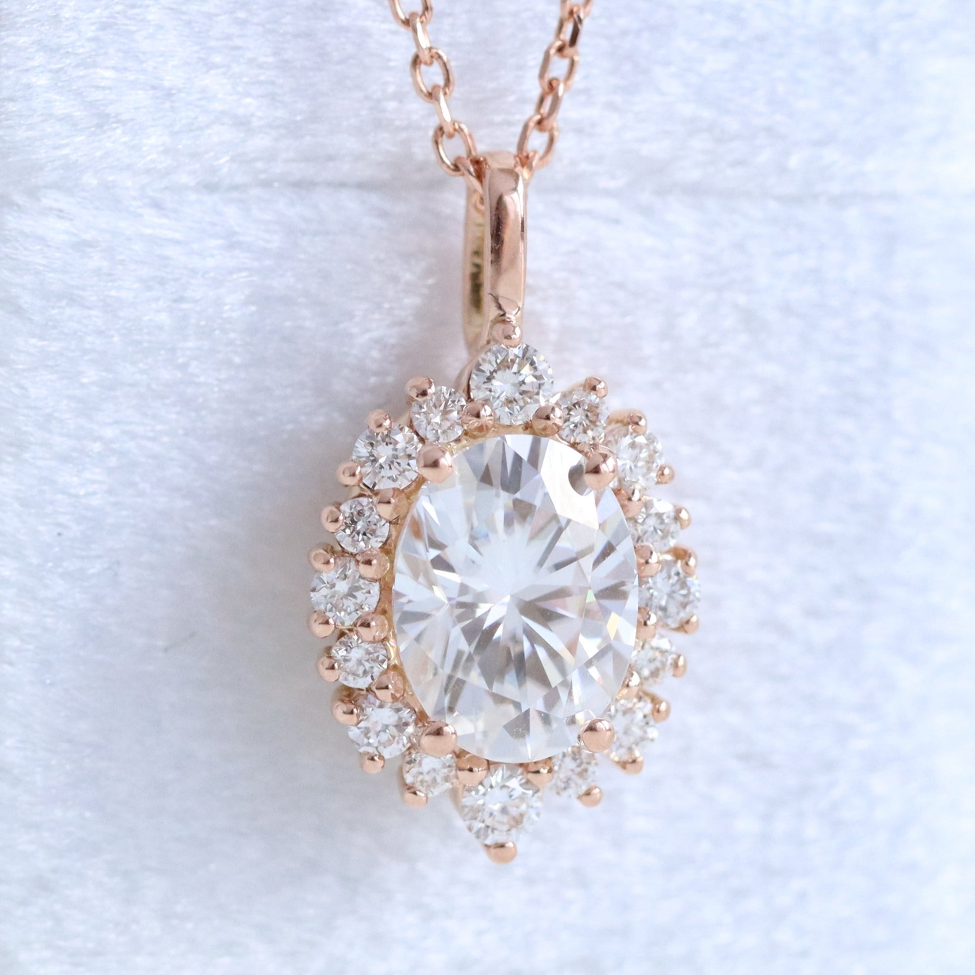 Diamond White and Rose Gold Floral Pendant - Custom Jewelry in