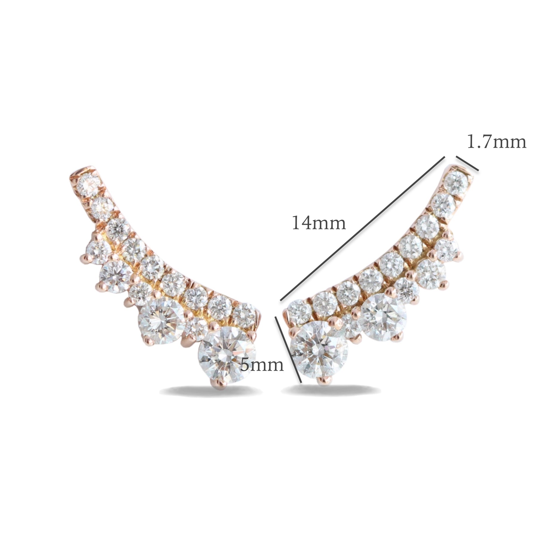 Real Diamonds Party Wear Rose Gold 7 Diamond Stud Earrings at Rs 22000/pair  in Surat