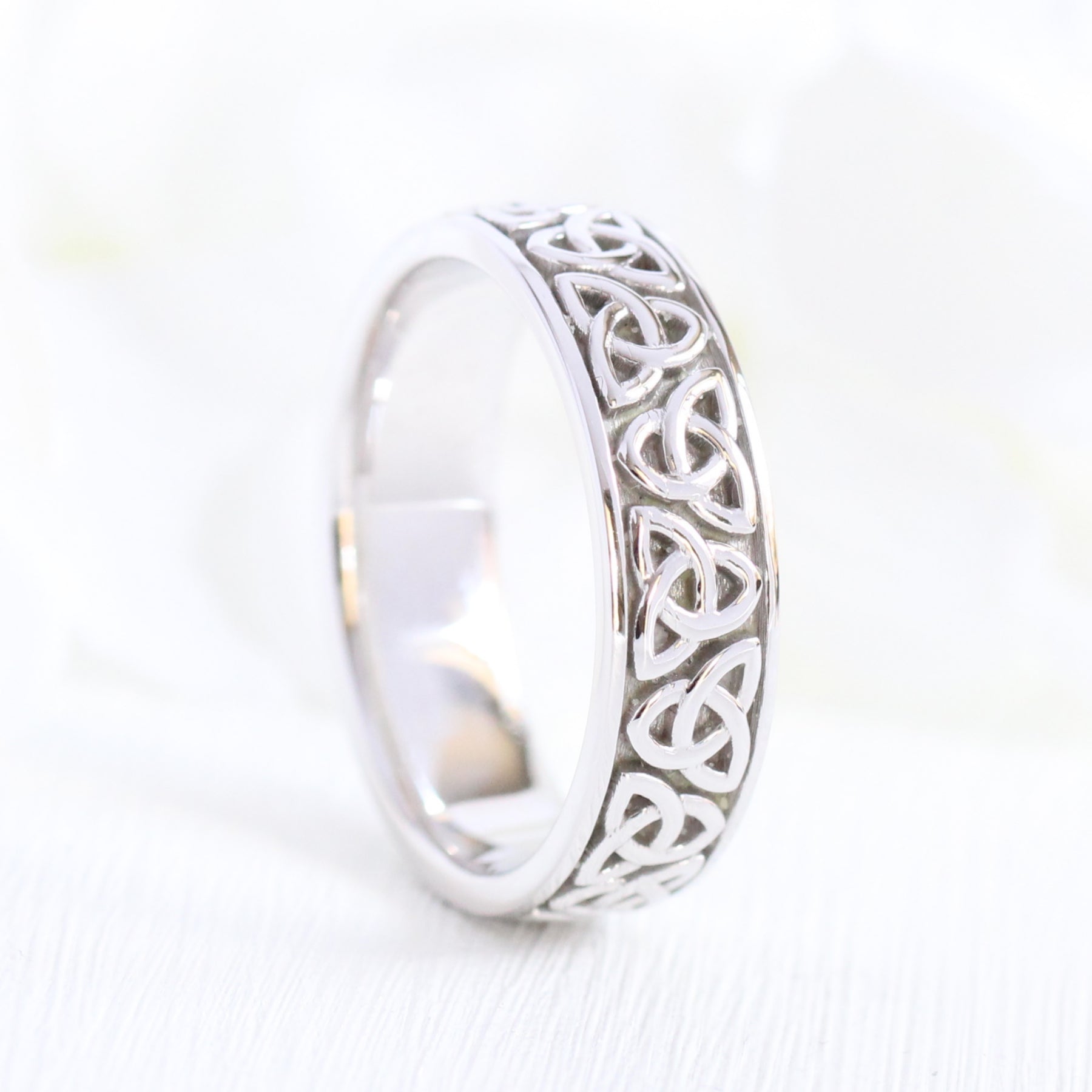 Trinity Celtic Knot Wedding Band White Gold Mens Wedding Ring la more design jewelry