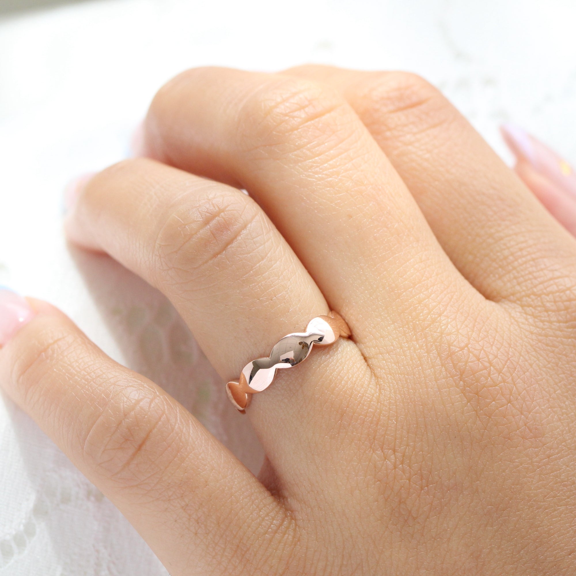 Unique gender neutral wedding ring, scalloped wedding band rose gold wide wedding band la more design jewelry