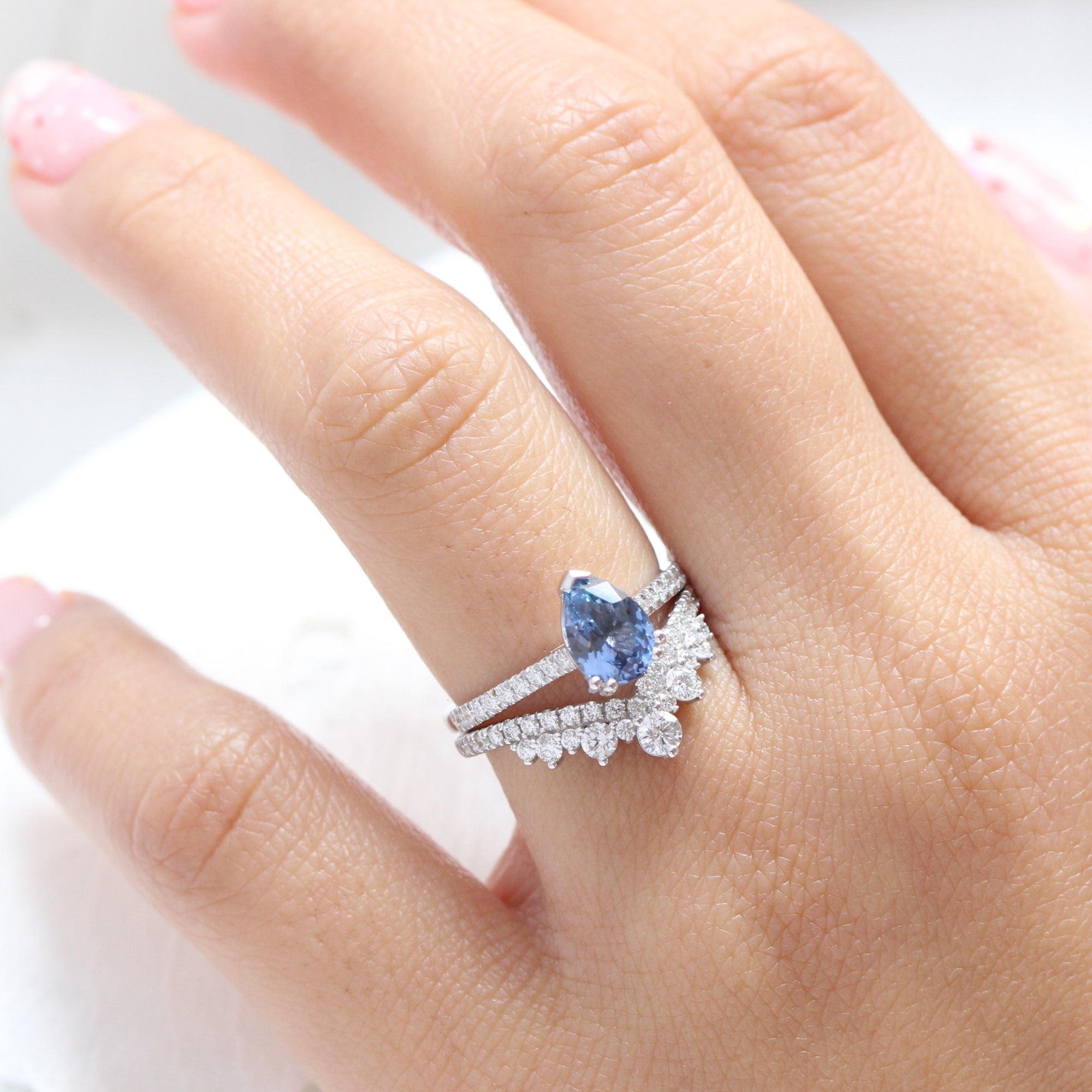 Blue and deals white engagement rings