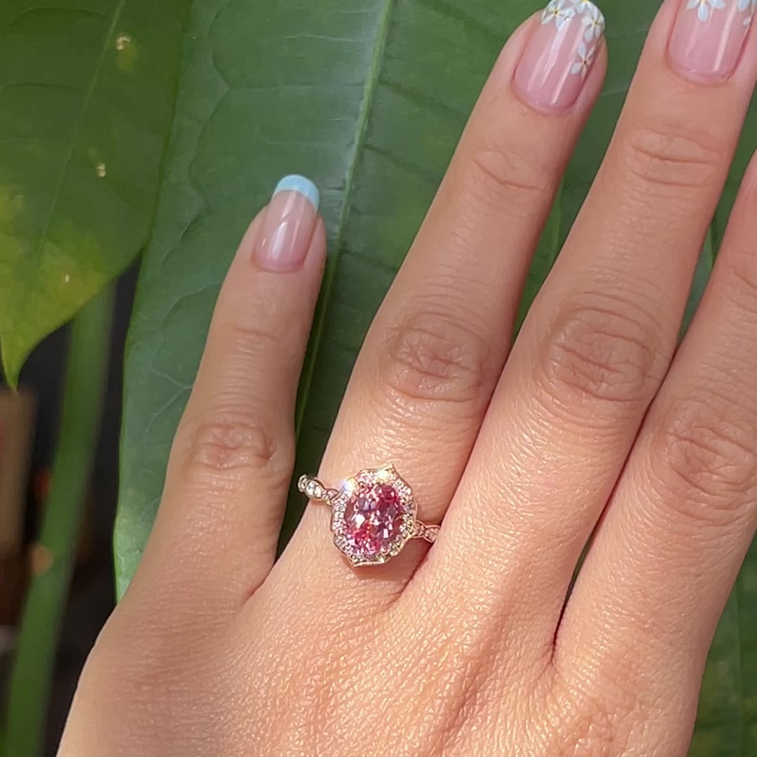 Peach pink sapphire ring sale