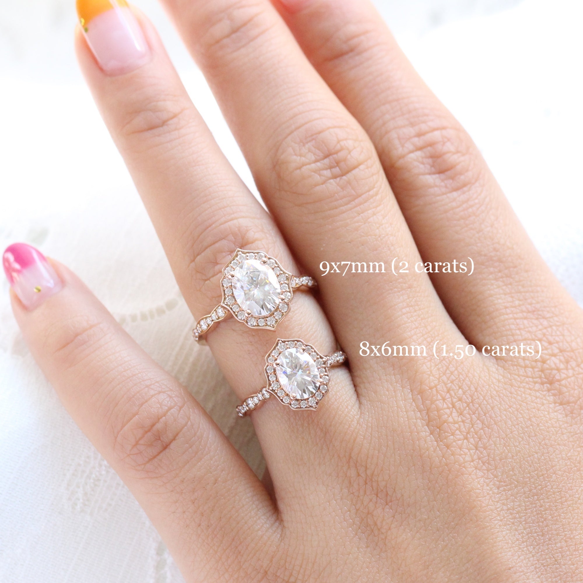 oval moissanite engagement ring rose gold vintage diamond wedding ring set la more design jewelry