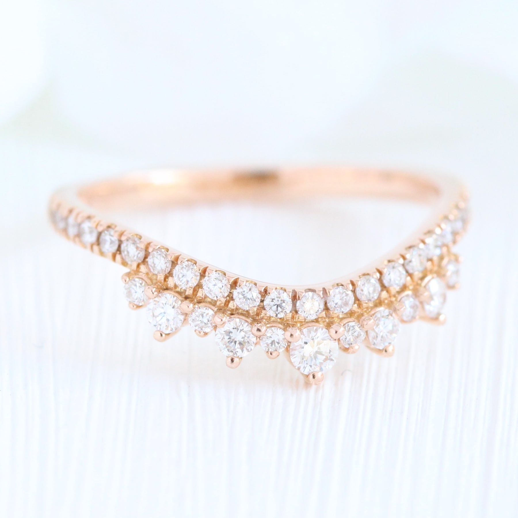 crown diamond wedding band rose gold curved wedding ring by la more design jewelry