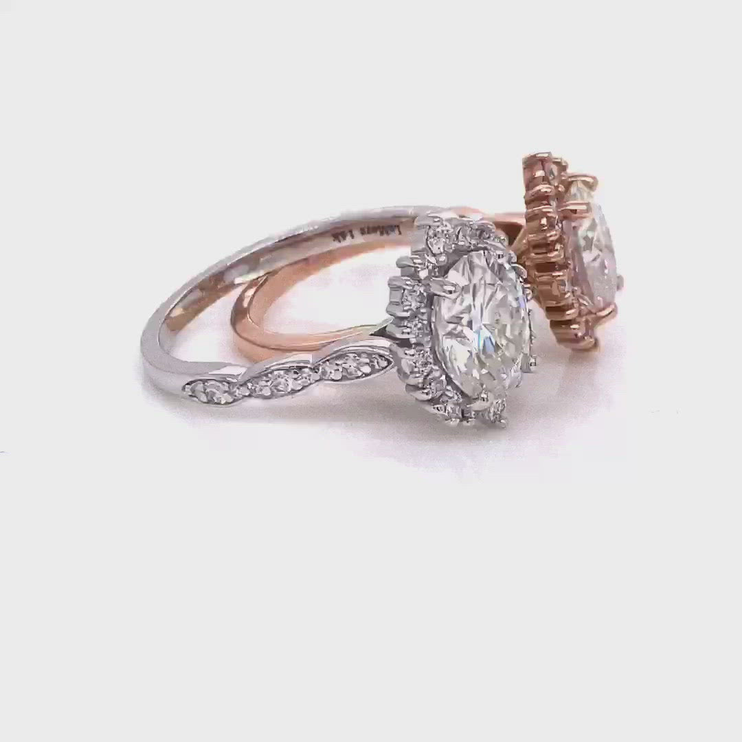 Large oval moissanite ring rose gold halo diamond ring la more design jewelry