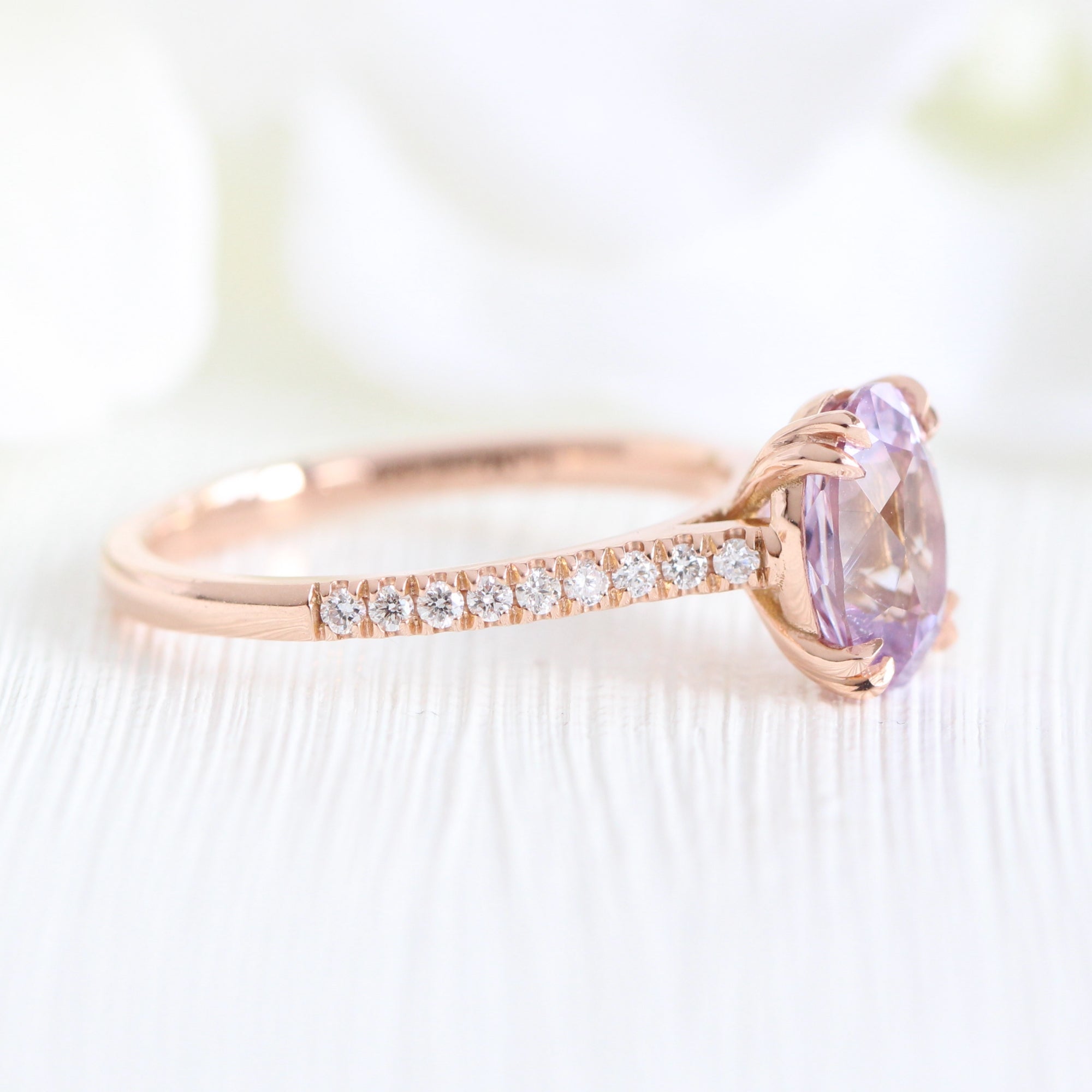 lavender sapphire ring rose gold solitaire oval ring la more design jewelry