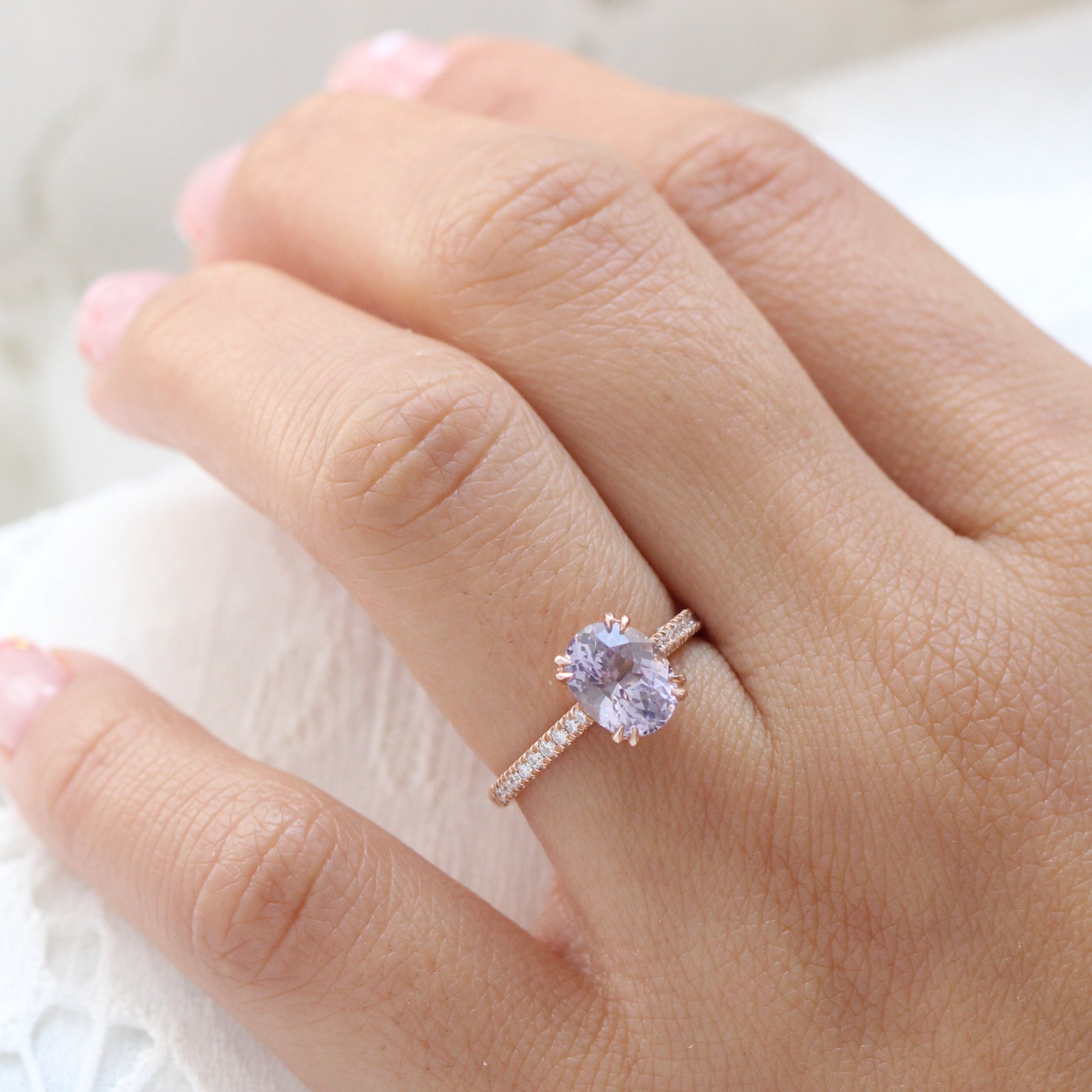 lavender sapphire ring rose gold solitaire oval ring la more design jewelry