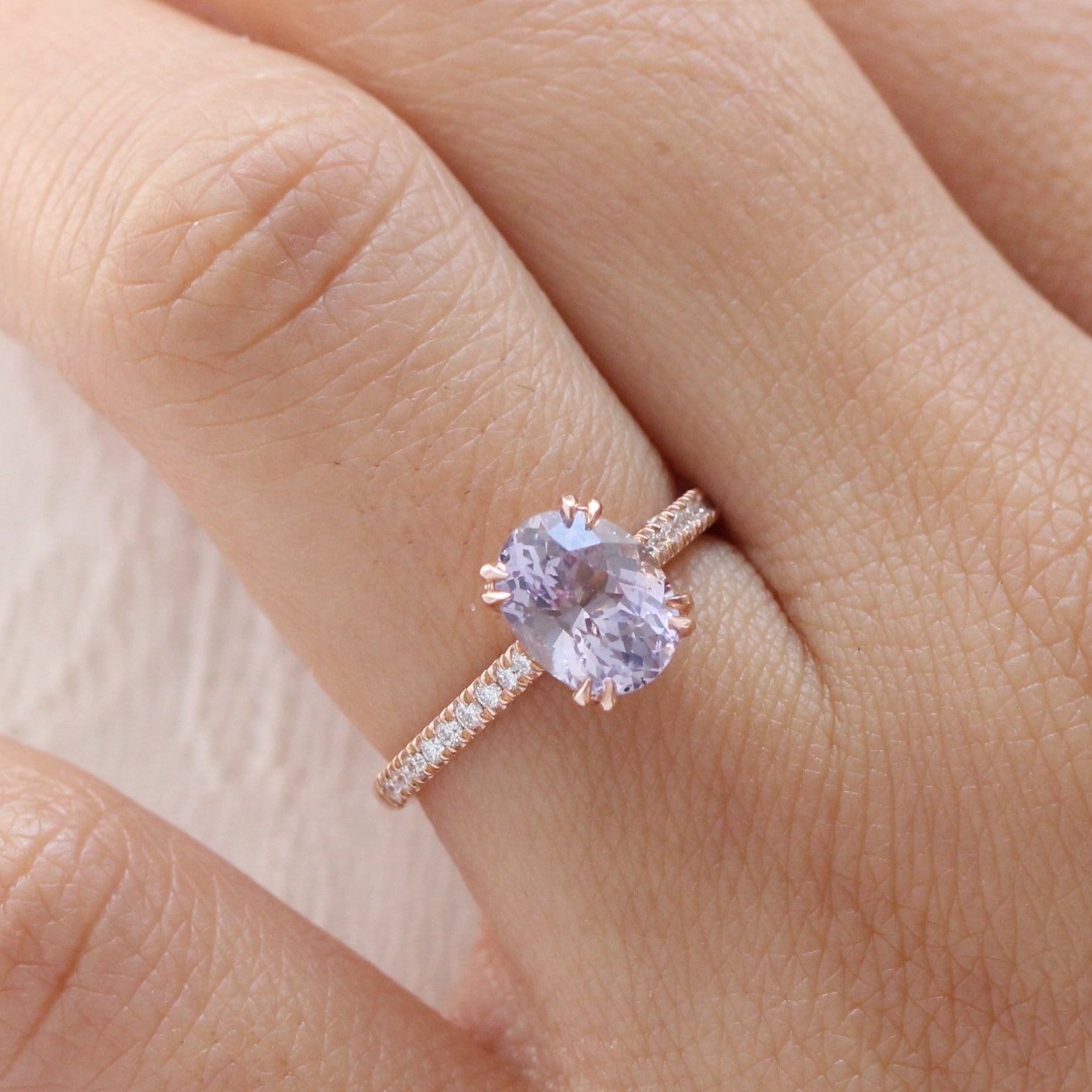 lavender sapphire ring rose gold solitaire oval ring la more design jewelry