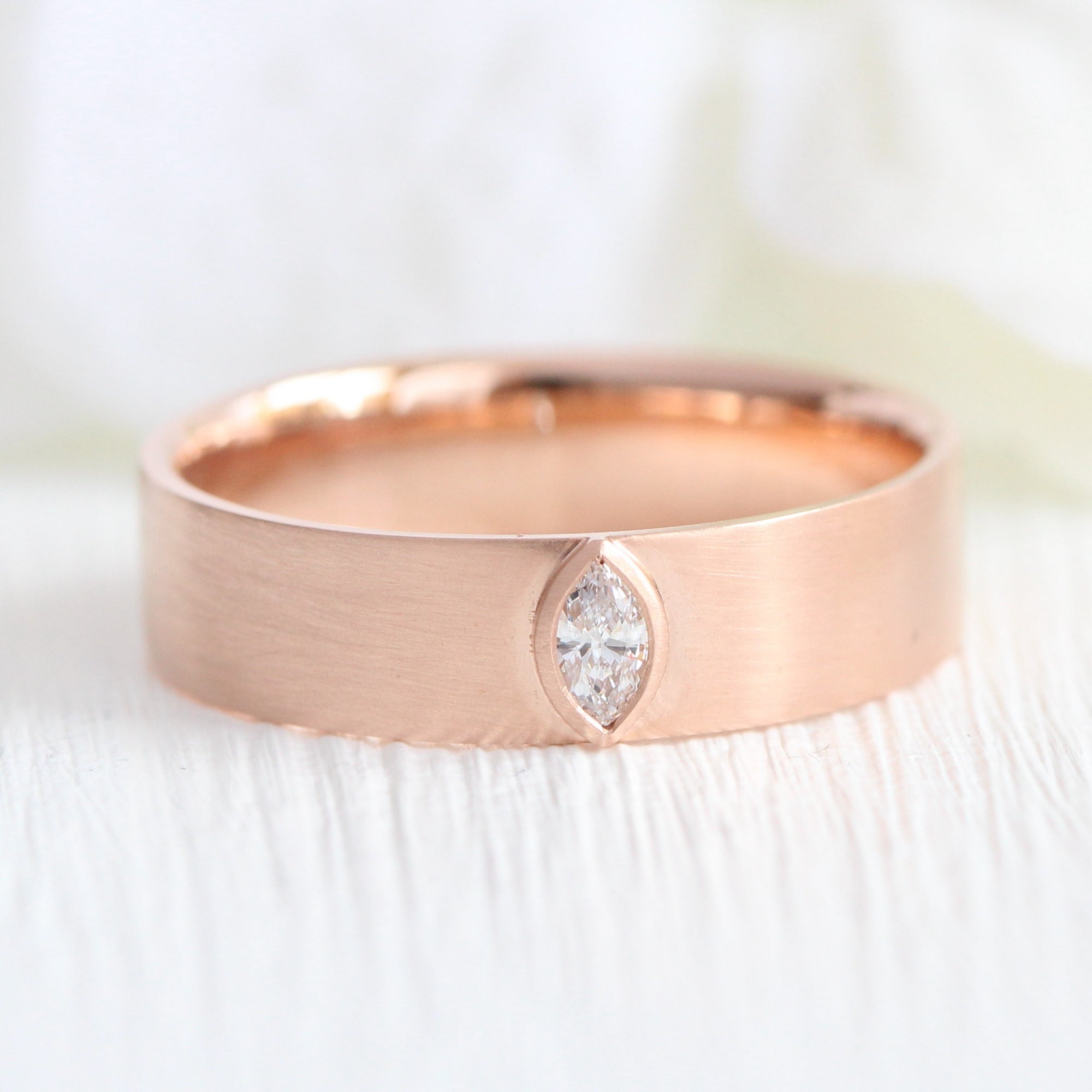 marquise diamond wedding ring rose gold diamond wide wedding band for him la more design jewelry