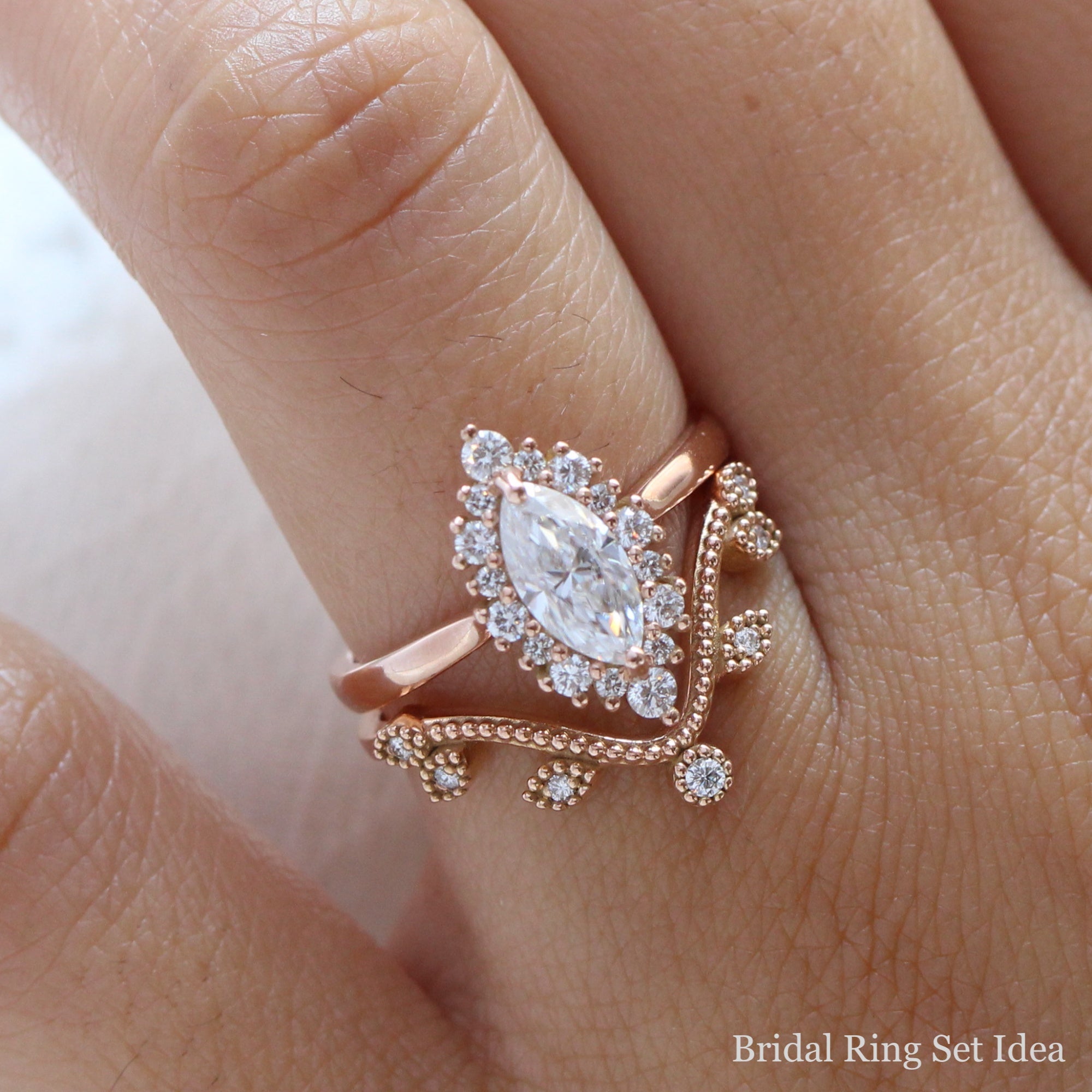 Rose gold marquise diamond ring sale