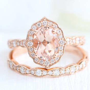 Morganite Engagement Rings, Pink Peach Morganite Rings Rose Gold | La ...