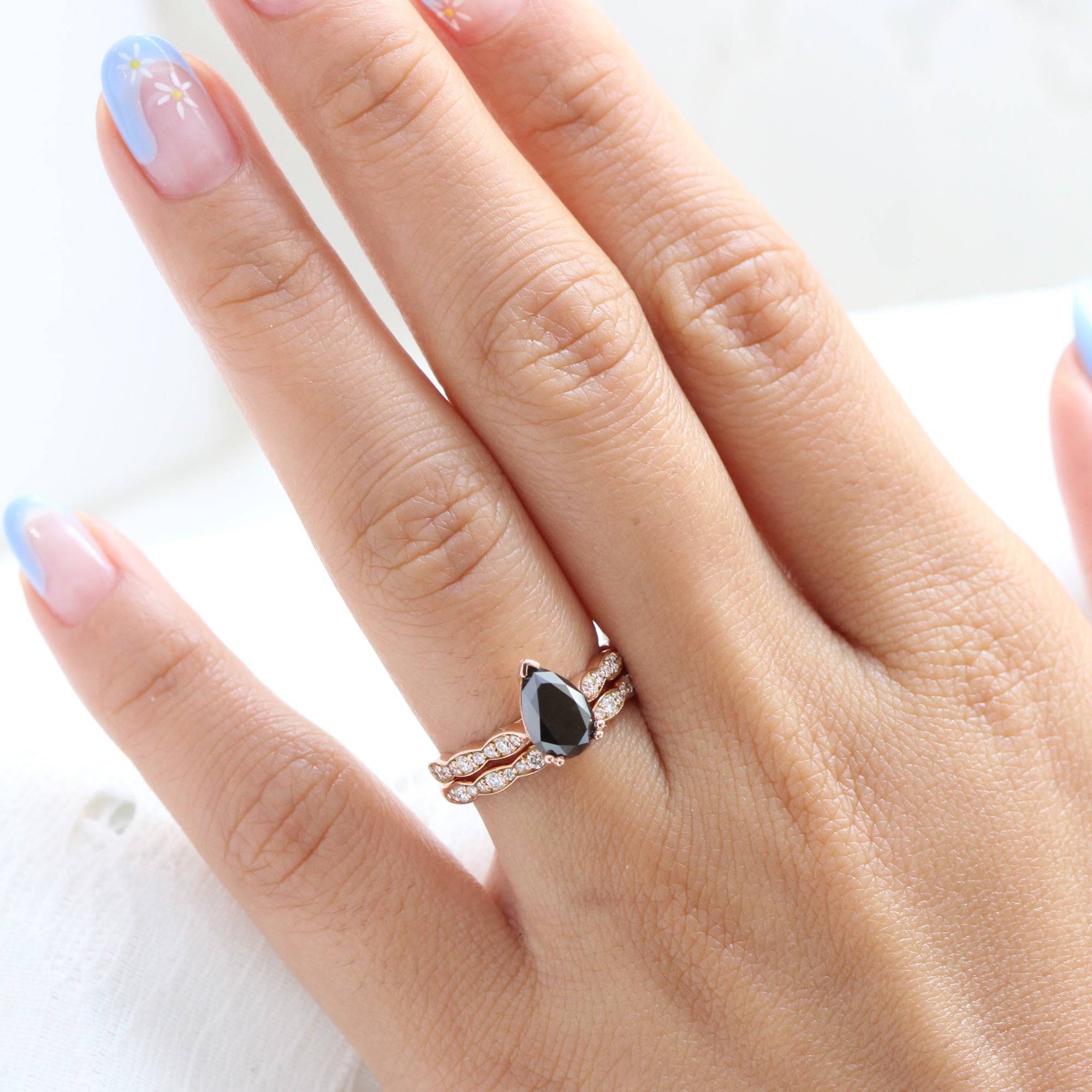 New Aqua and store Black diamond accent ring