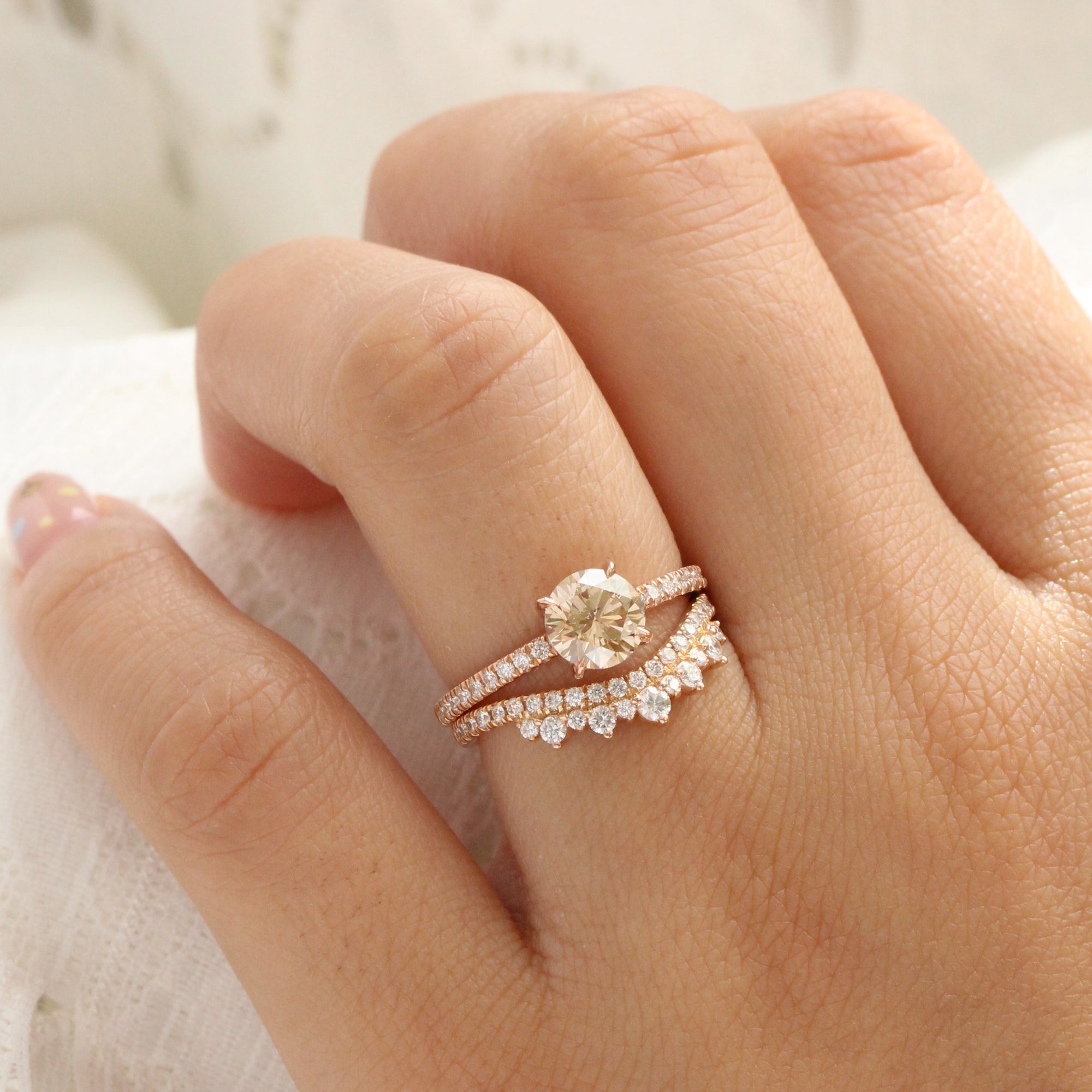 Round solitaire pave engagement on sale ring