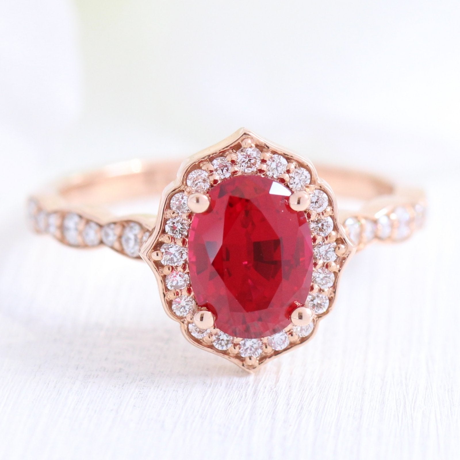 Ruby Floral Engagement Ring, Rose Flower Ruby Ring, Unique Leaf 1.20 Carat  Platinum Handmade Certified