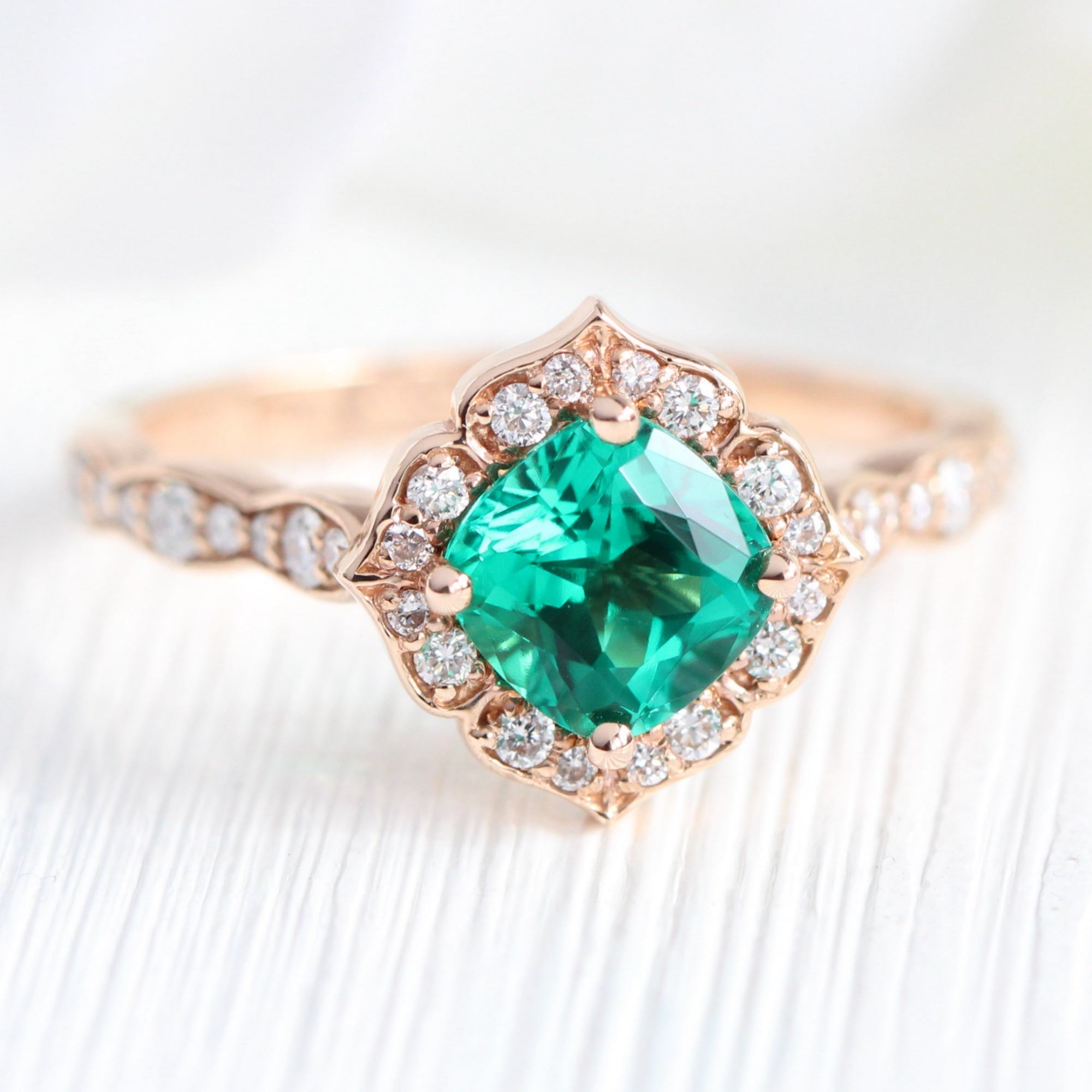 May's Birthstone Platinum Emerald Rings ADEM525